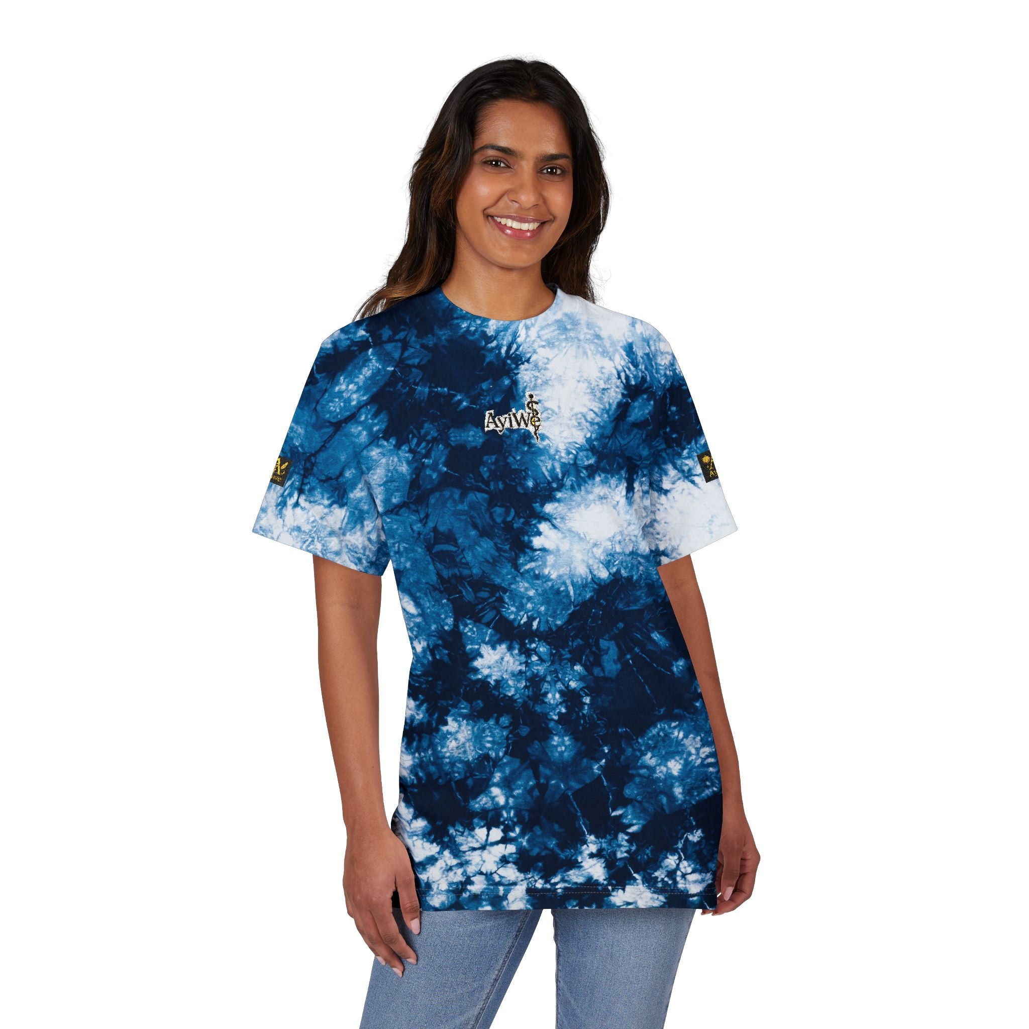 AyiWé-Fibo123 Oversized Tie-Dye T-Shirt (Embroidery)