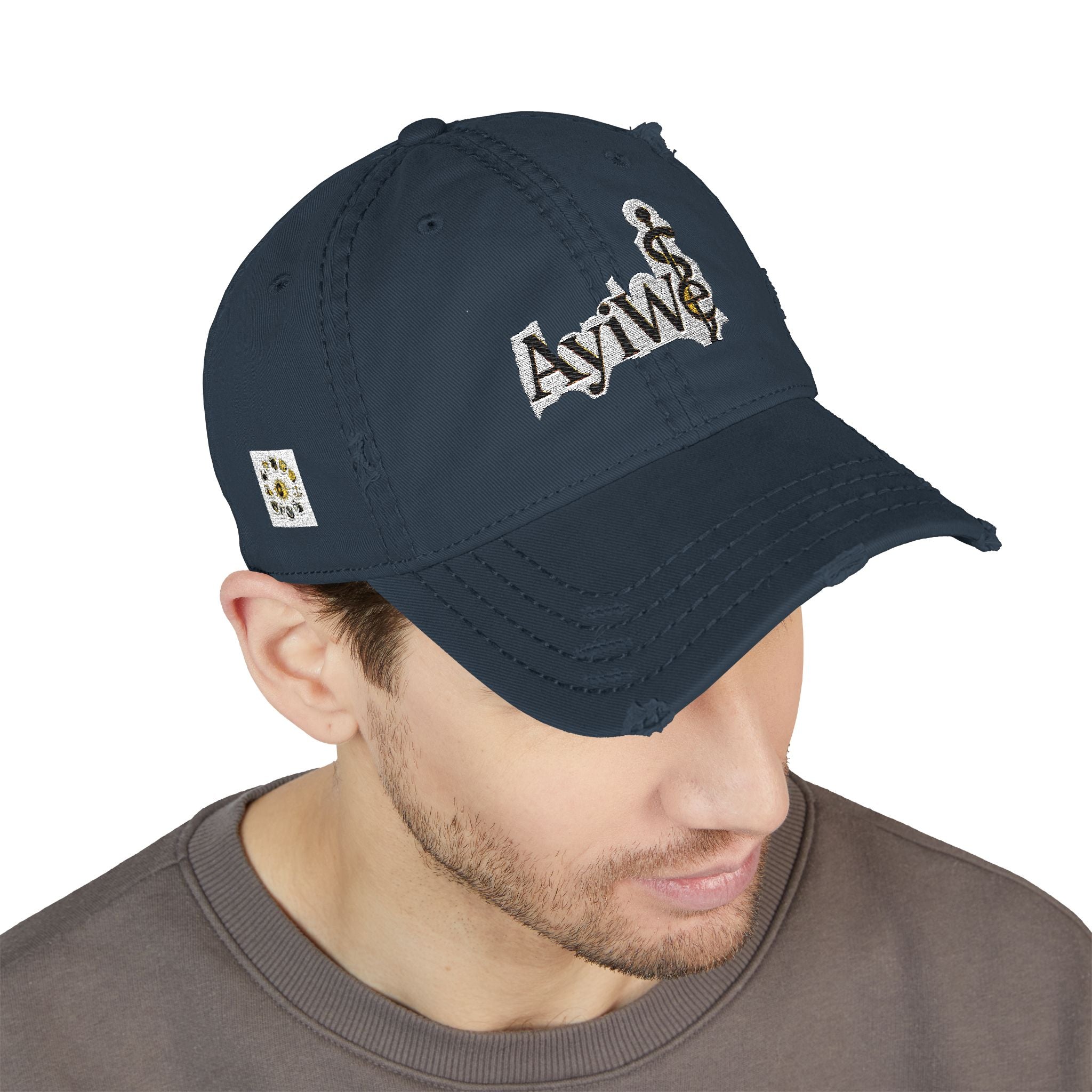 AB3-AyiWé Distressed Dad Hat (Embroidery)