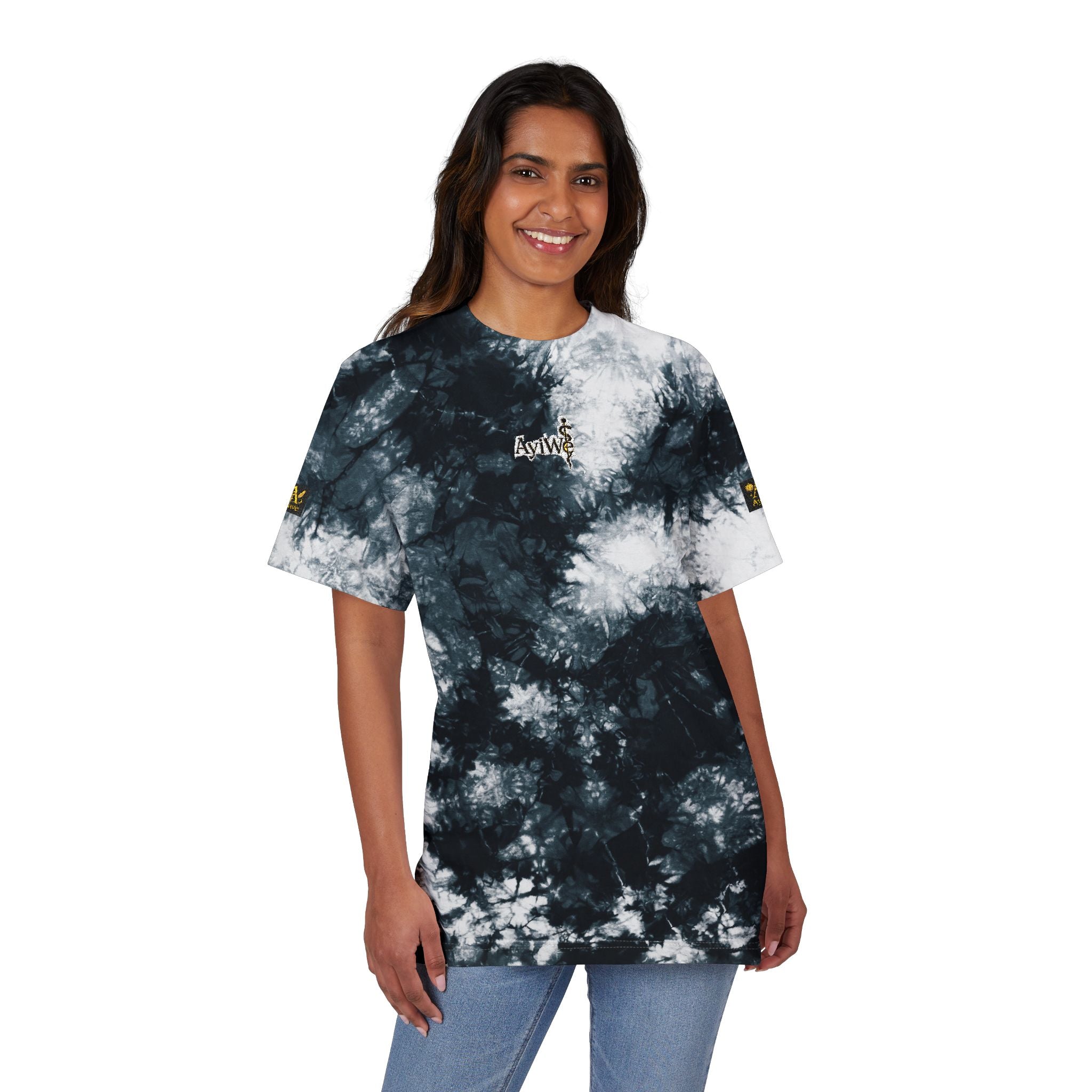 AyiWé-Fibo123 Oversized Tie-Dye T-Shirt (Embroidery)