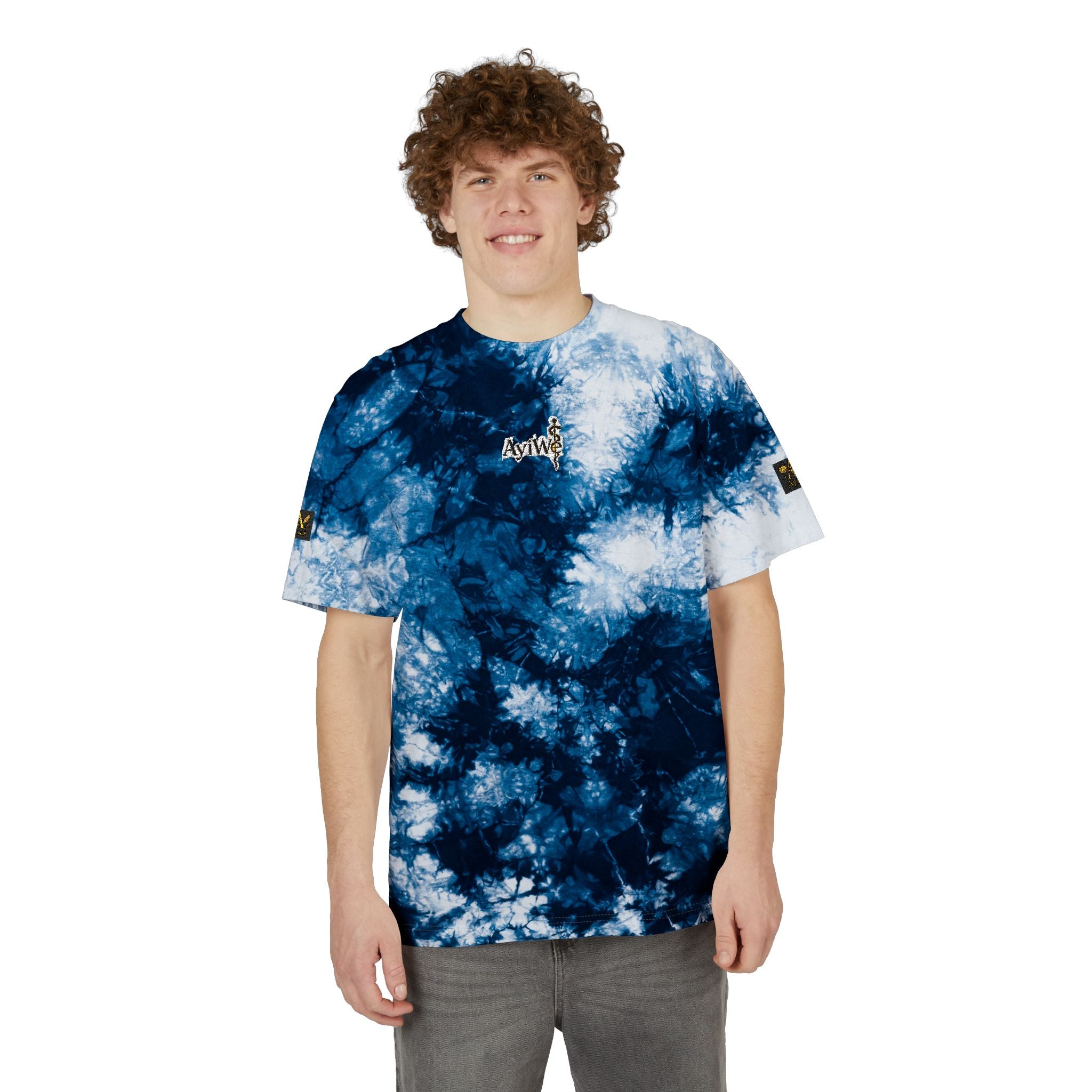 AyiWé-Fibo123 Oversized Tie-Dye T-Shirt (Embroidery)