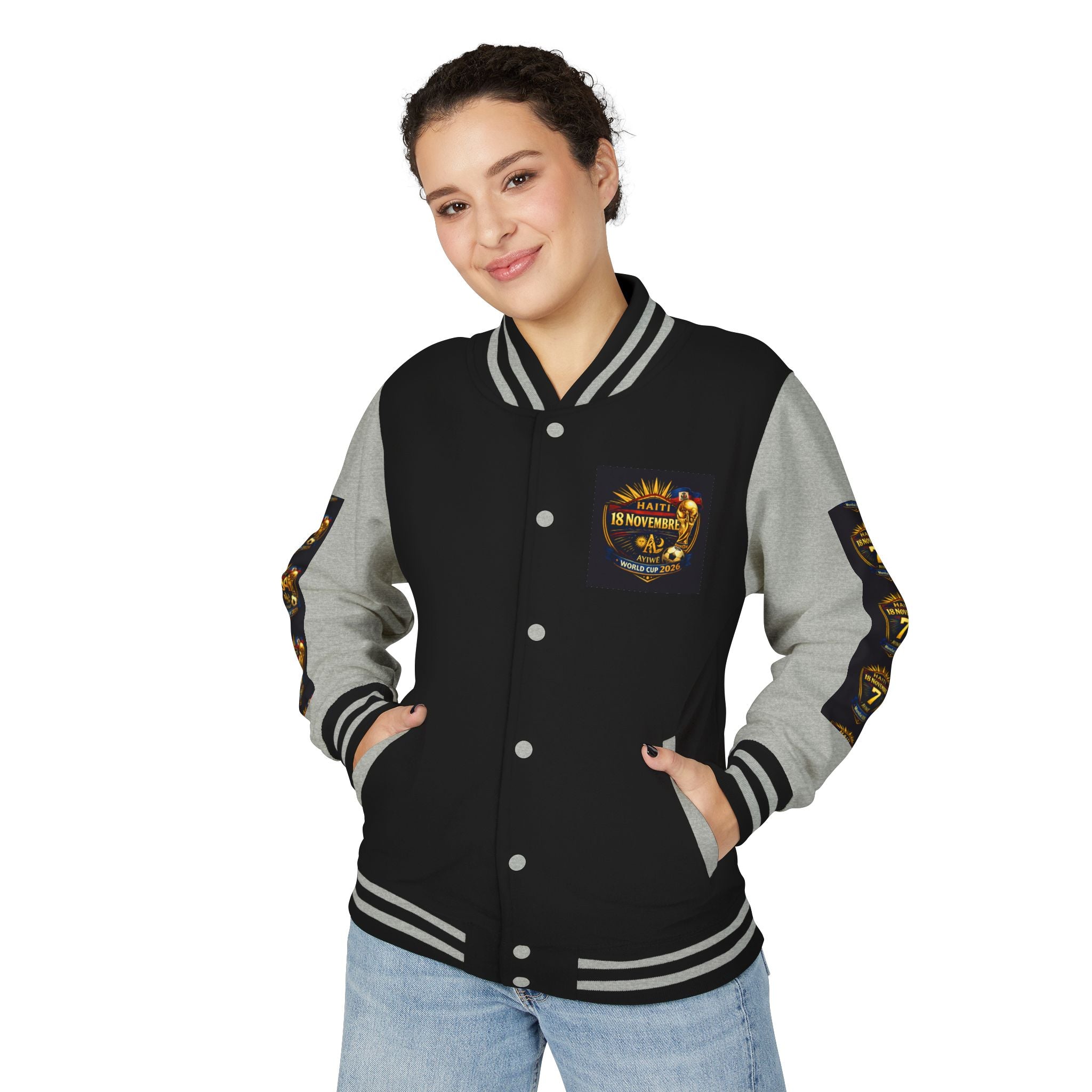 Haiti - Mondial2026 Unisex Heavyweight Letterman Jacket by AyiWe F&S - AyiWé Fashion & Style