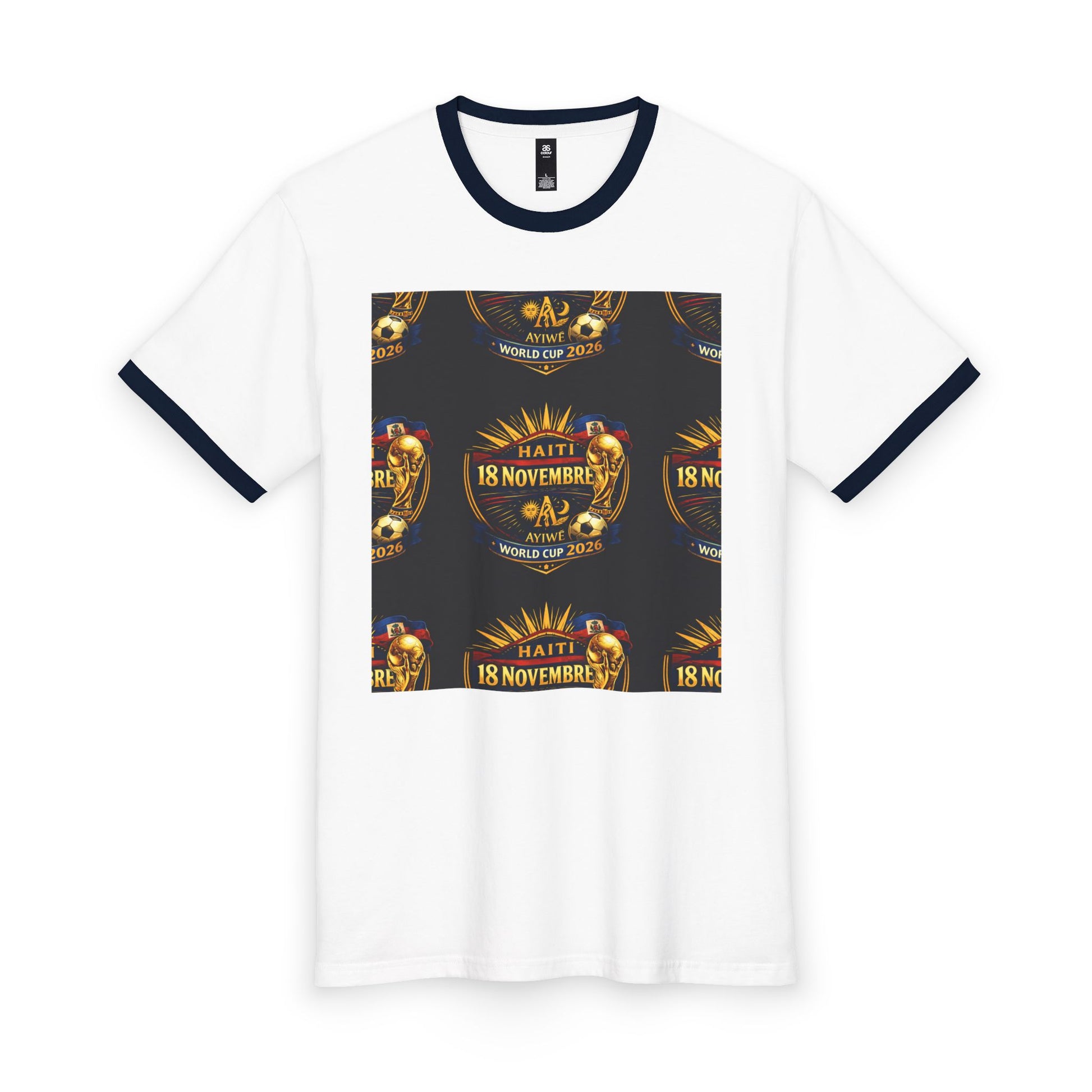 Ayiti - 18Nov. WC2026 Men's Staple Ringer Tee by AyiWe f&S - AyiWé Fashion & Style