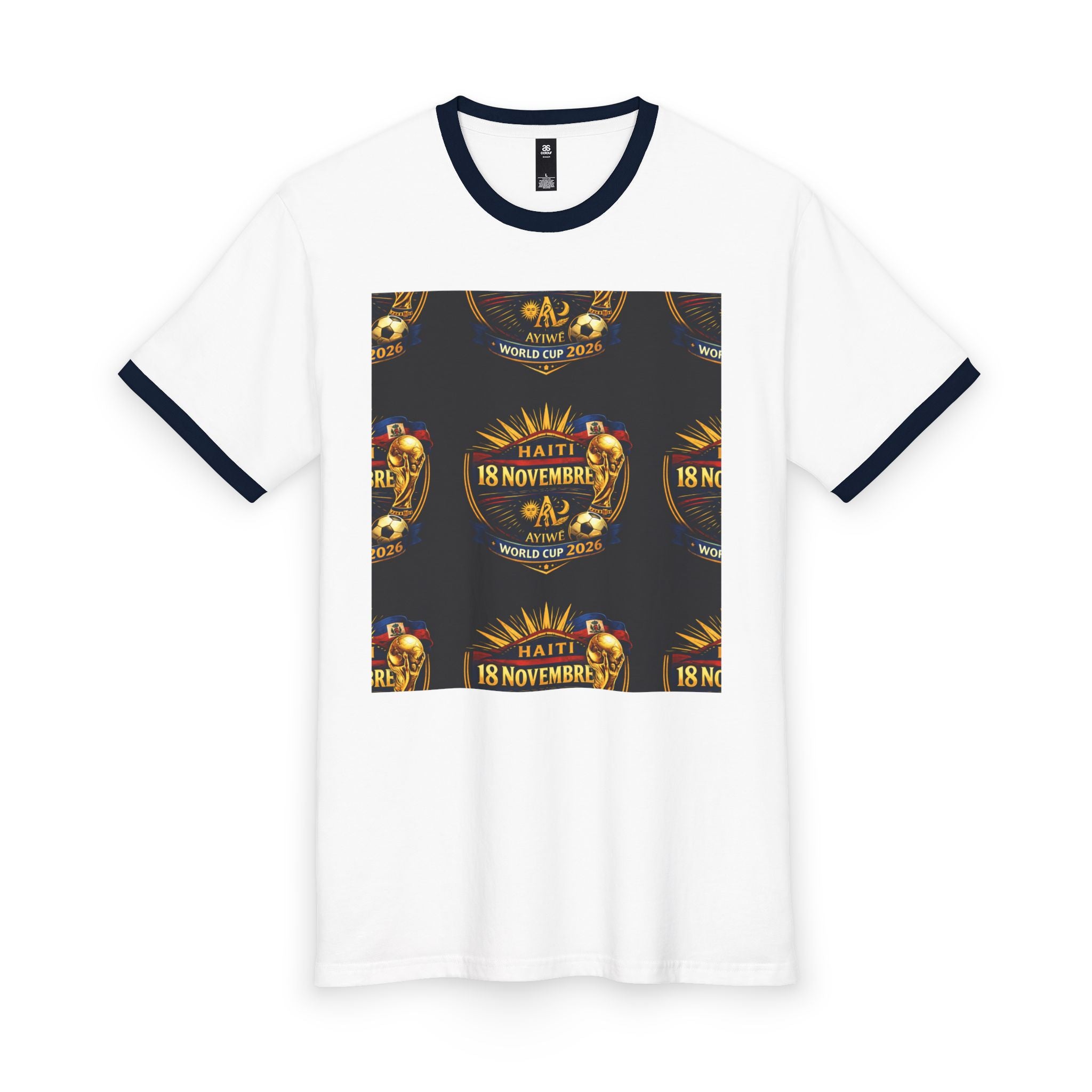 Ayiti - 18Nov. WC2026 Men's Staple Ringer Tee by AyiWe f&S - AyiWé Fashion & Style
