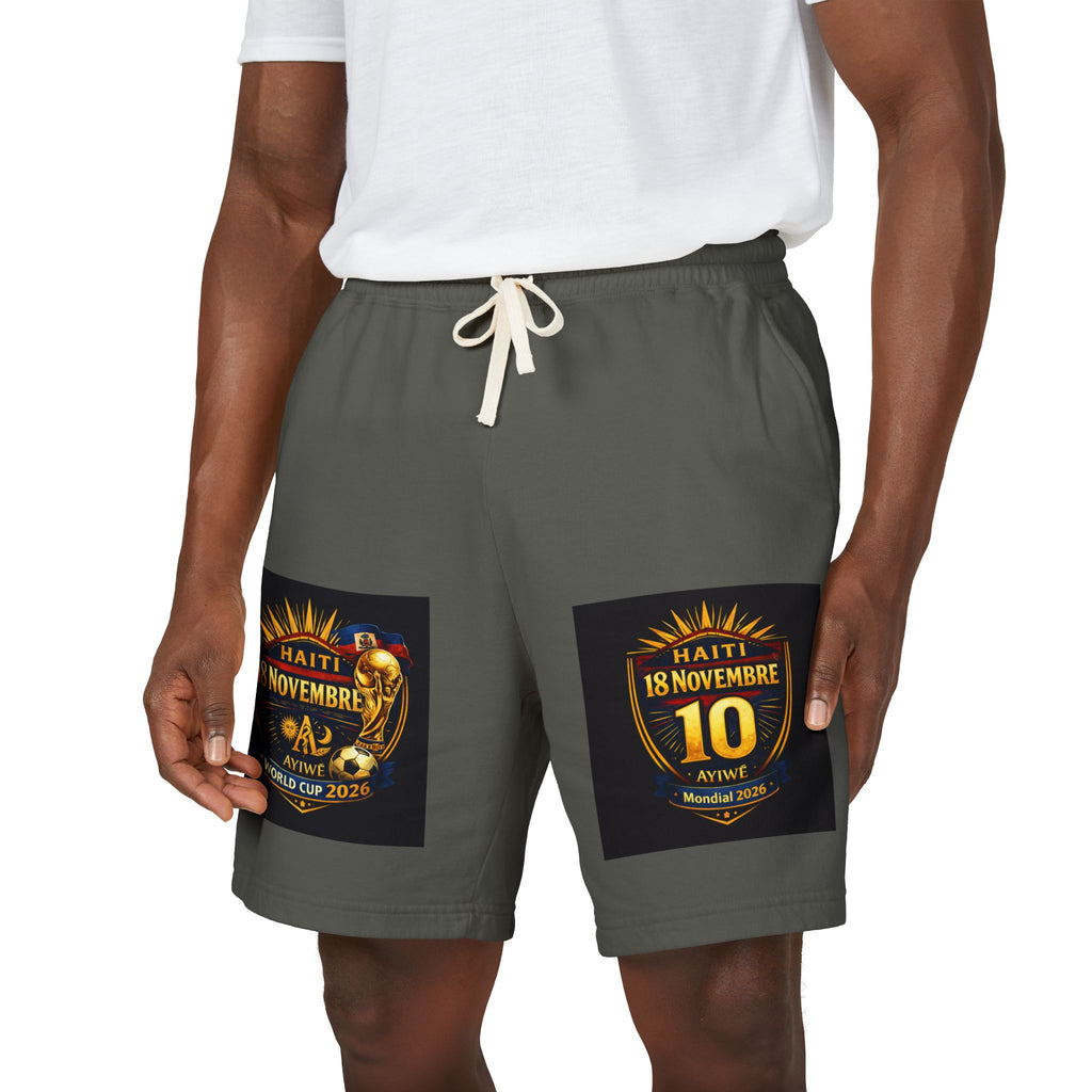 18Nov - world cup - Haiti Unisex Garment - Dyed Lightweight Fleece Sweat Shorts by AyiWe F&S - AyiWé Fashion & Style