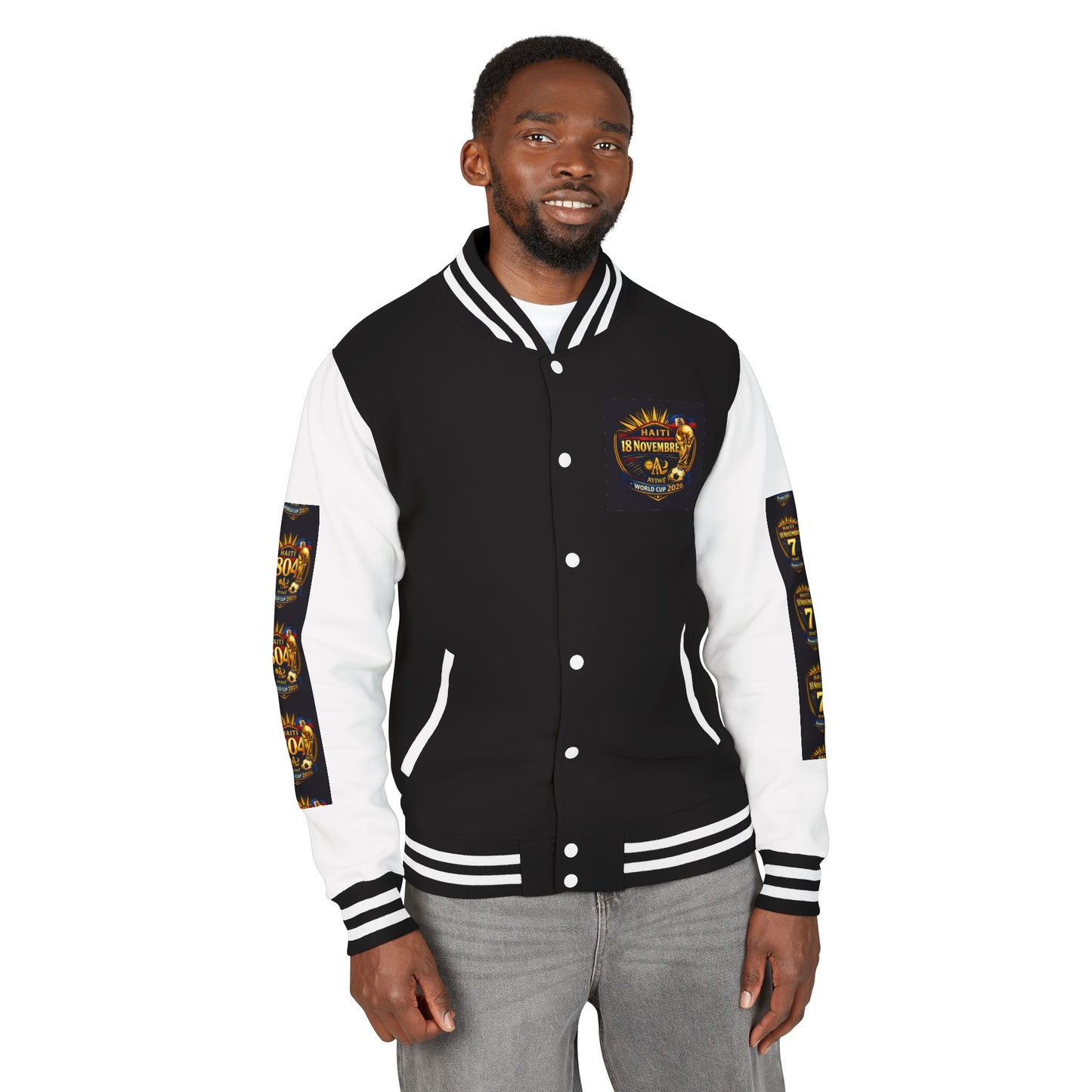 Haiti - Mondial2026 Unisex Heavyweight Letterman Jacket by AyiWe F&S - AyiWé Fashion & Style