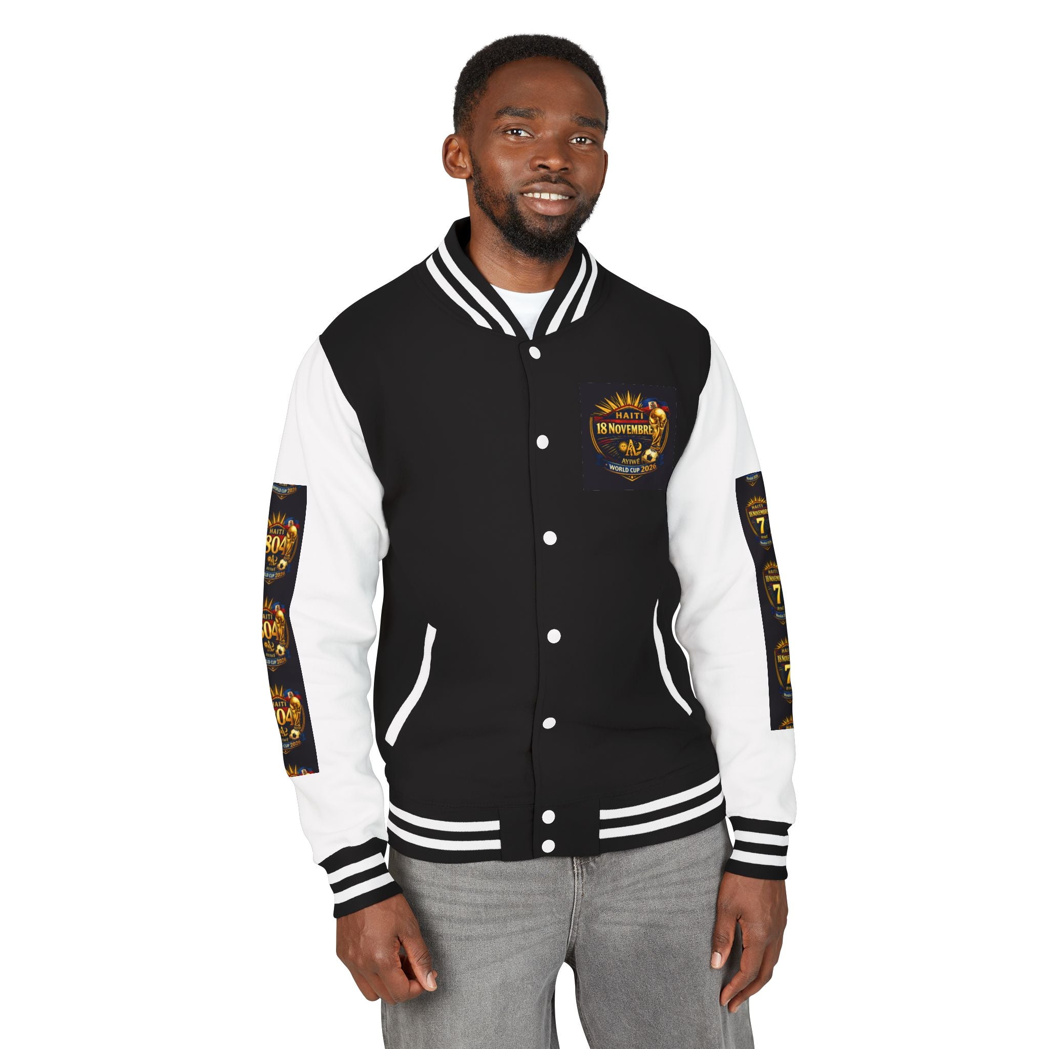 Haiti - Mondial2026 Unisex Heavyweight Letterman Jacket by AyiWe F&S - AyiWé Fashion & Style