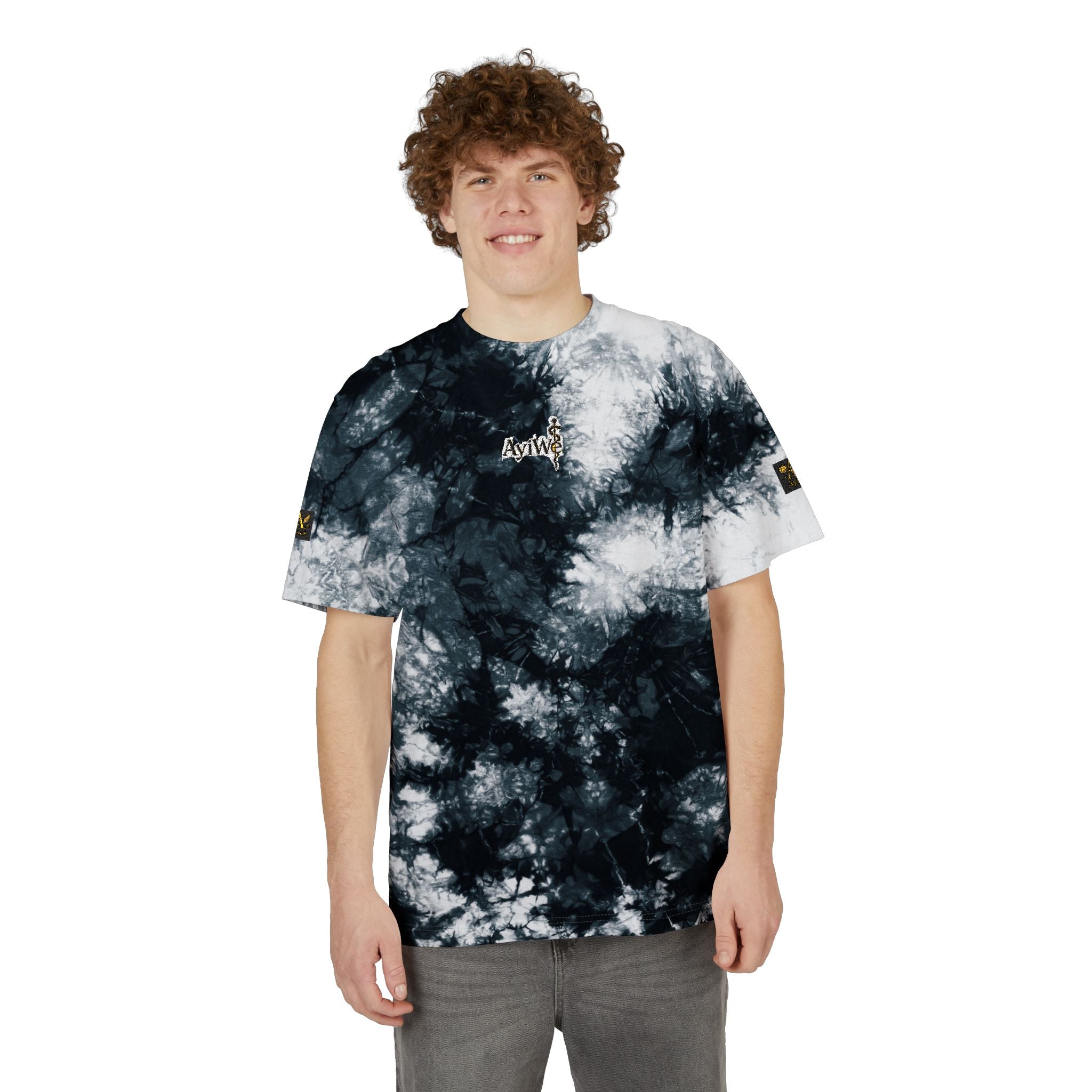 AyiWé-Fibo123 Oversized Tie-Dye T-Shirt (Embroidery)