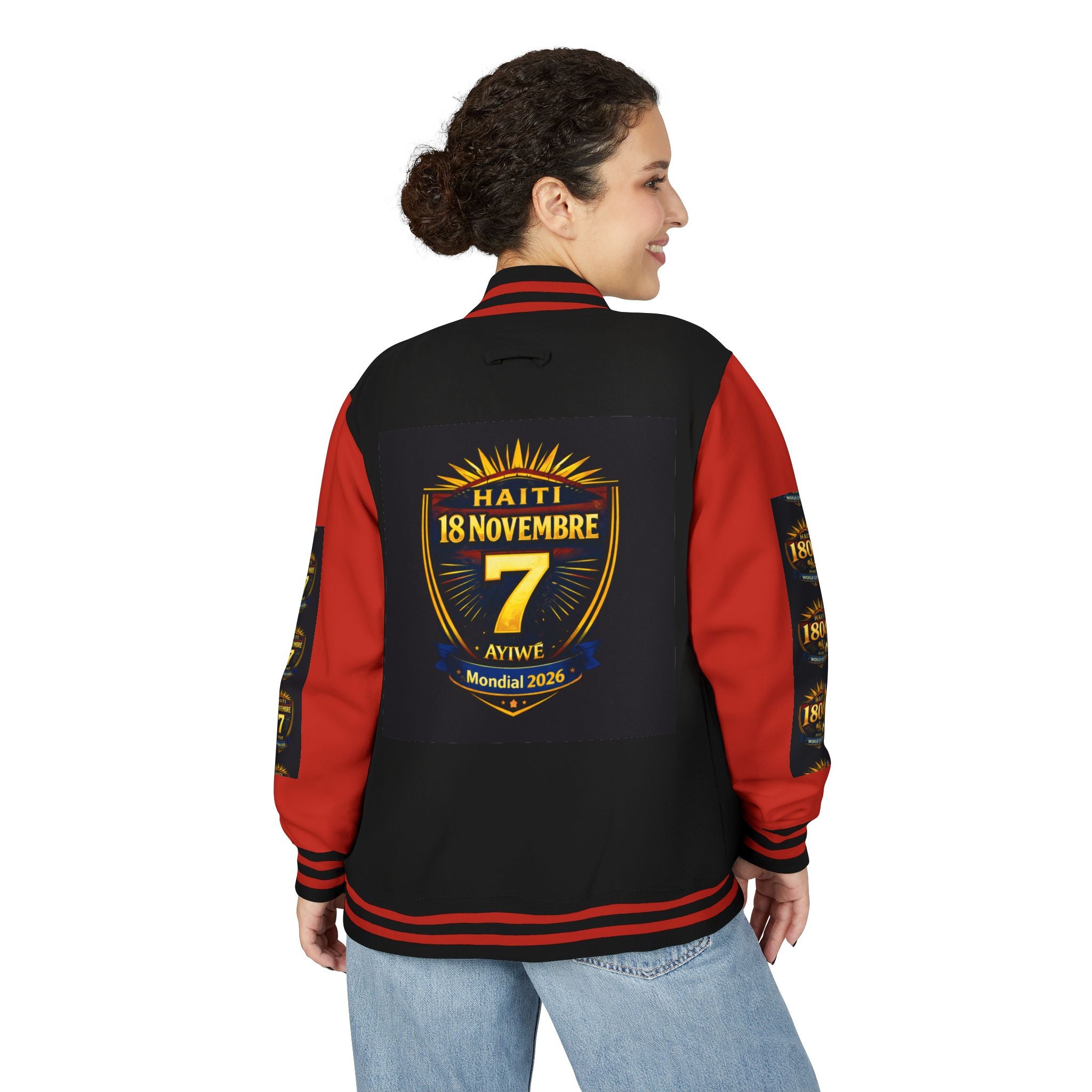Haiti - Mondial2026 Unisex Heavyweight Letterman Jacket by AyiWe F&S - AyiWé Fashion & Style