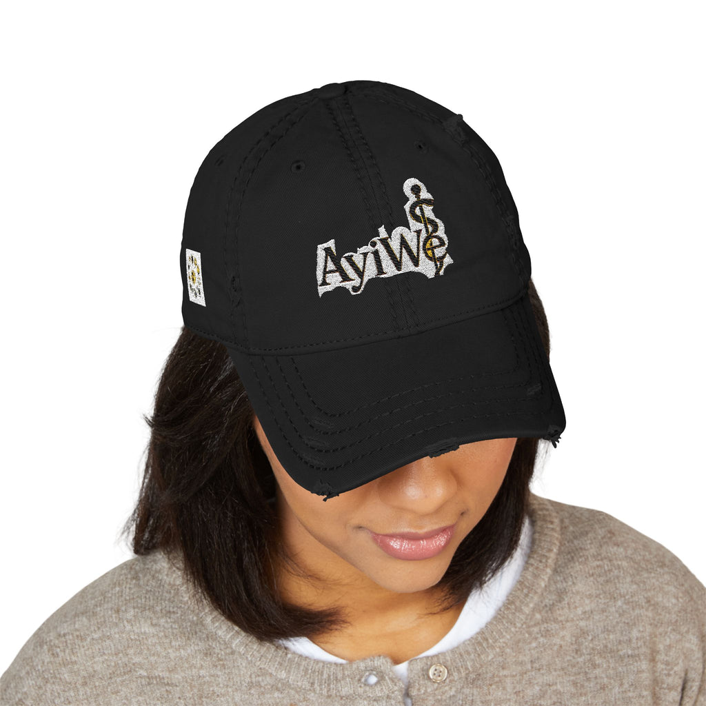 AB3-AyiWé Distressed Dad Hat (Embroidery)