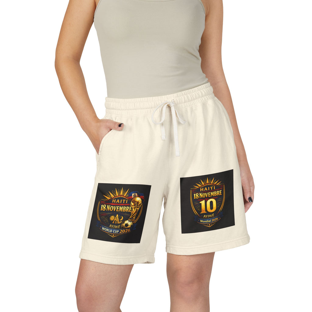 18Nov - world cup - Haiti Unisex Garment - Dyed Lightweight Fleece Sweat Shorts by AyiWe F&S - AyiWé Fashion & Style
