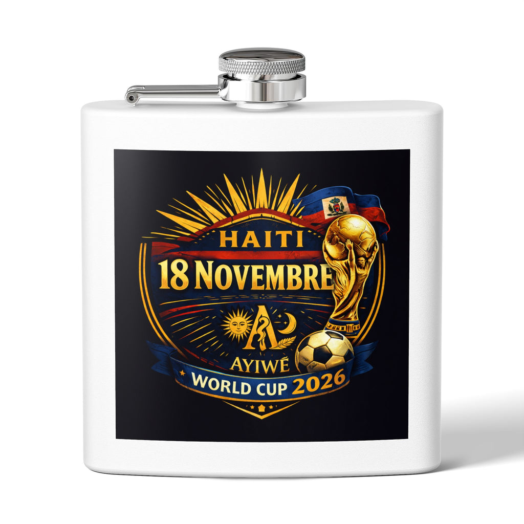 H - 18Nov/World Cup 2026 Stainless Steel Flask, 6oz, by AyiWe F&S - AyiWé Fashion & Style