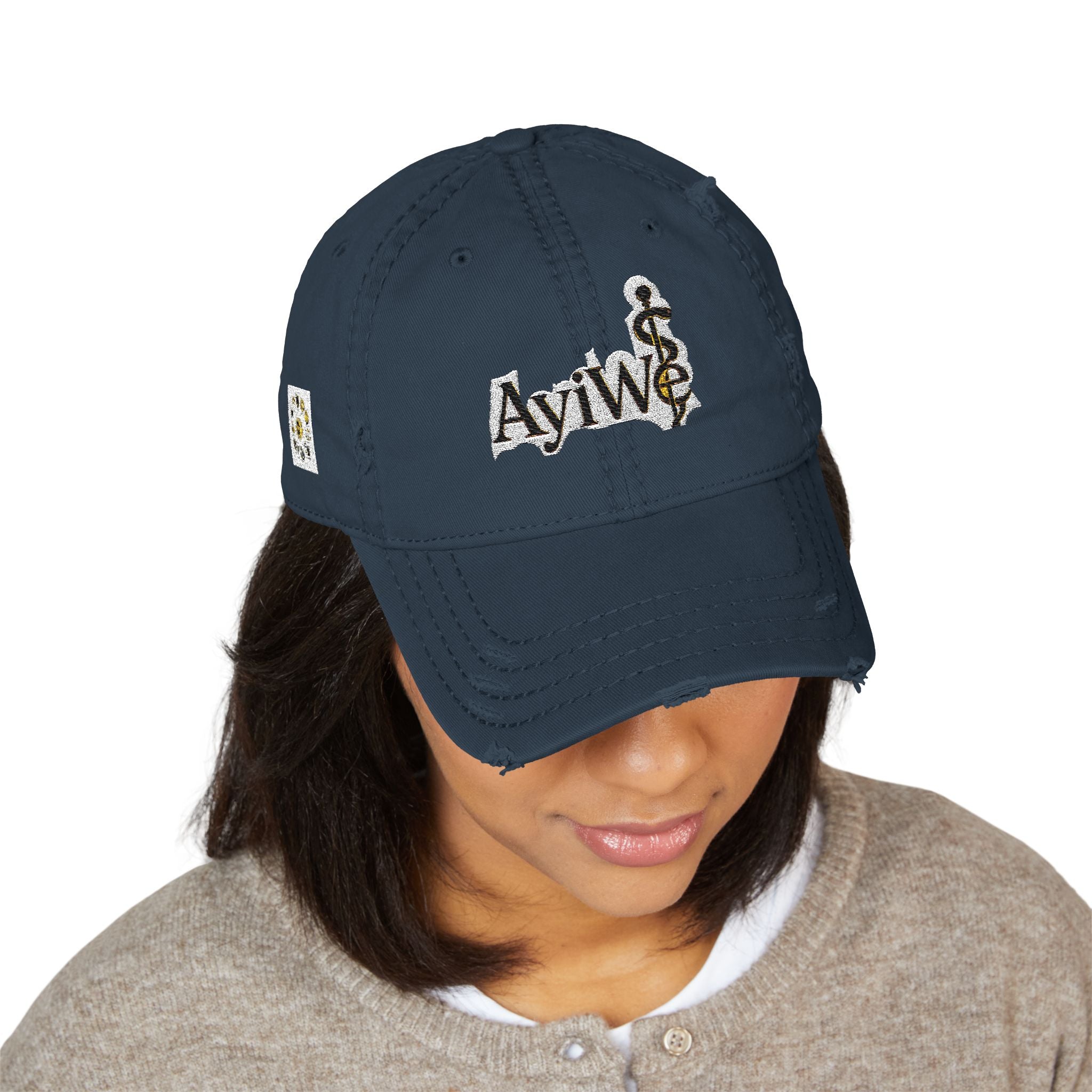 AB3-AyiWé Distressed Dad Hat (Embroidery)