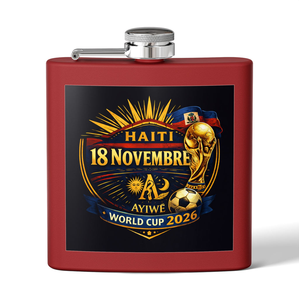 H - 18Nov/World Cup 2026 Stainless Steel Flask, 6oz, by AyiWe F&S - AyiWé Fashion & Style