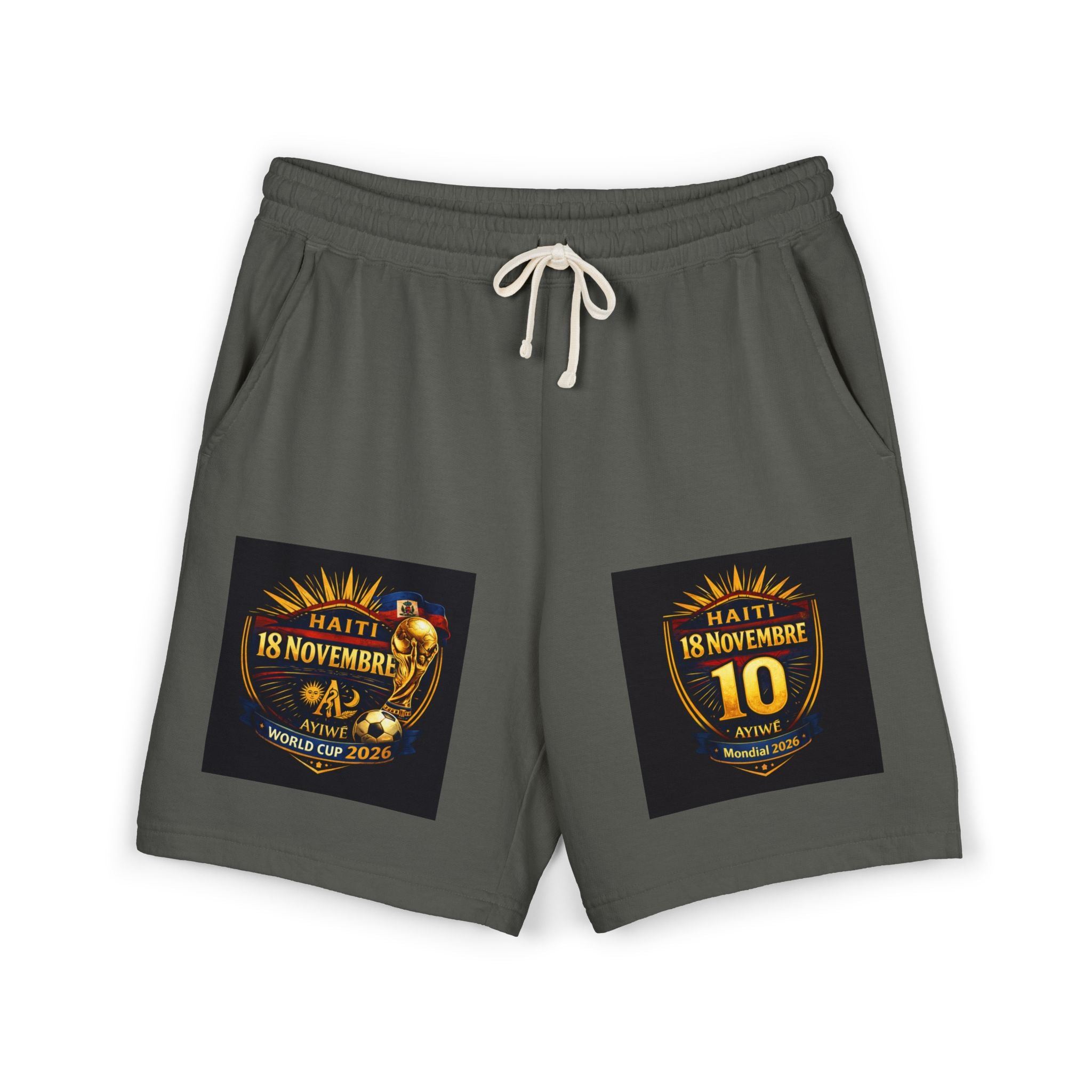 18Nov - world cup - Haiti Unisex Garment - Dyed Lightweight Fleece Sweat Shorts by AyiWe F&S - AyiWé Fashion & Style