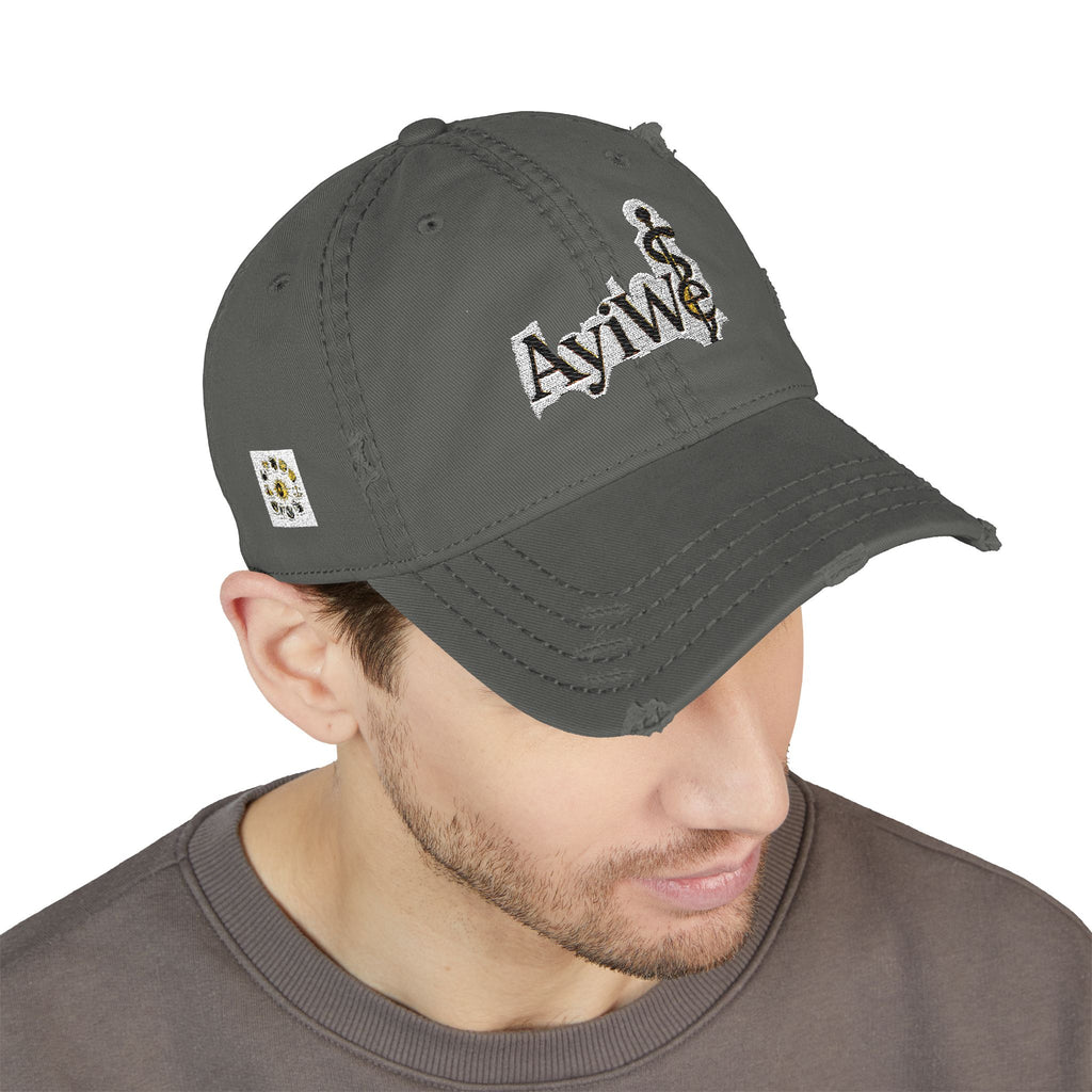 AB3-AyiWé Distressed Dad Hat (Embroidery)