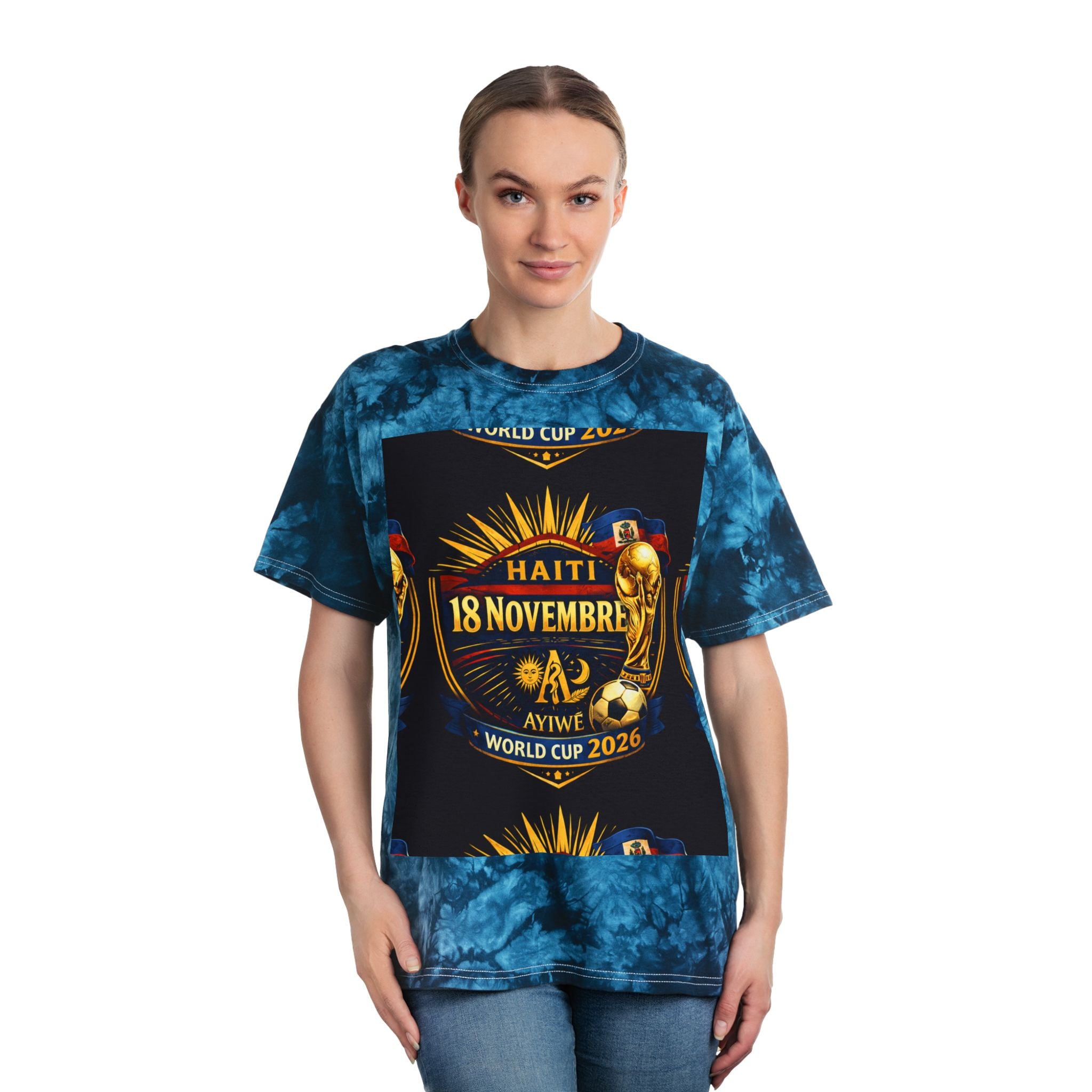 Ayiti18WC - Victoire WC 2026 Tie - Dye Tee, Crystal by AyiWe F&S by Ayiwe F&S - AyiWé Fashion & Style