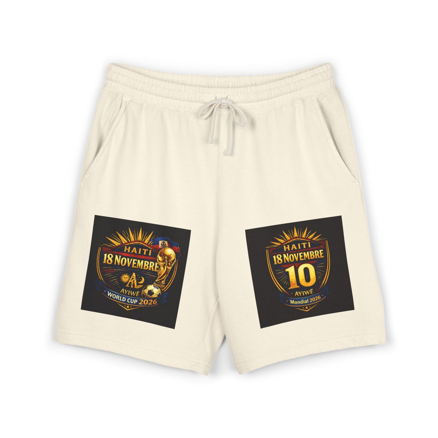 18Nov - world cup - Haiti Unisex Garment - Dyed Lightweight Fleece Sweat Shorts by AyiWe F&S - AyiWé Fashion & Style