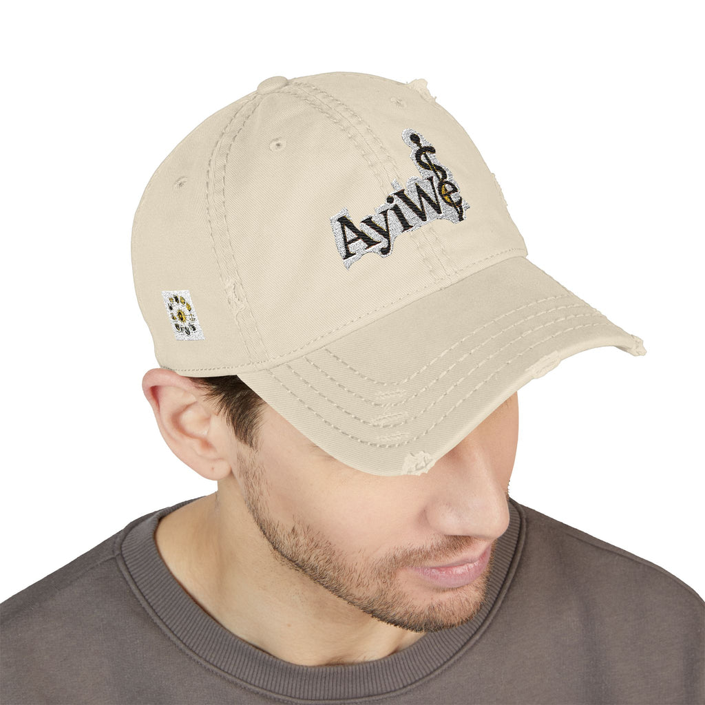 AB3-AyiWé Distressed Dad Hat (Embroidery)