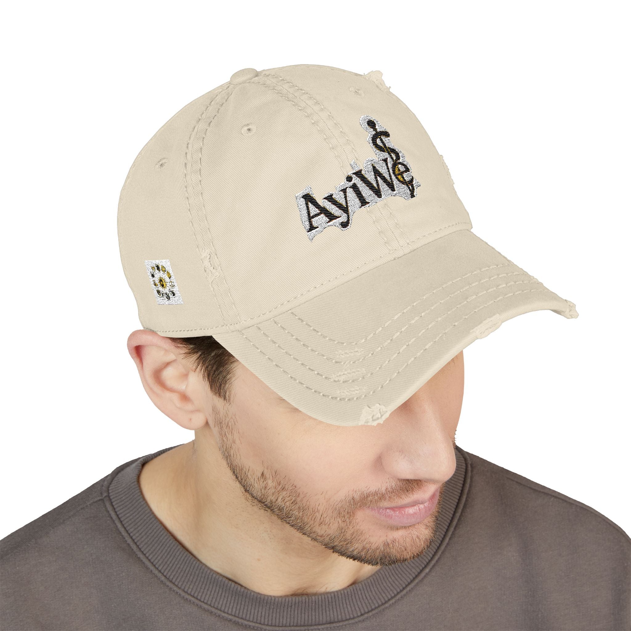 AB3-AyiWé Distressed Dad Hat (Embroidery)