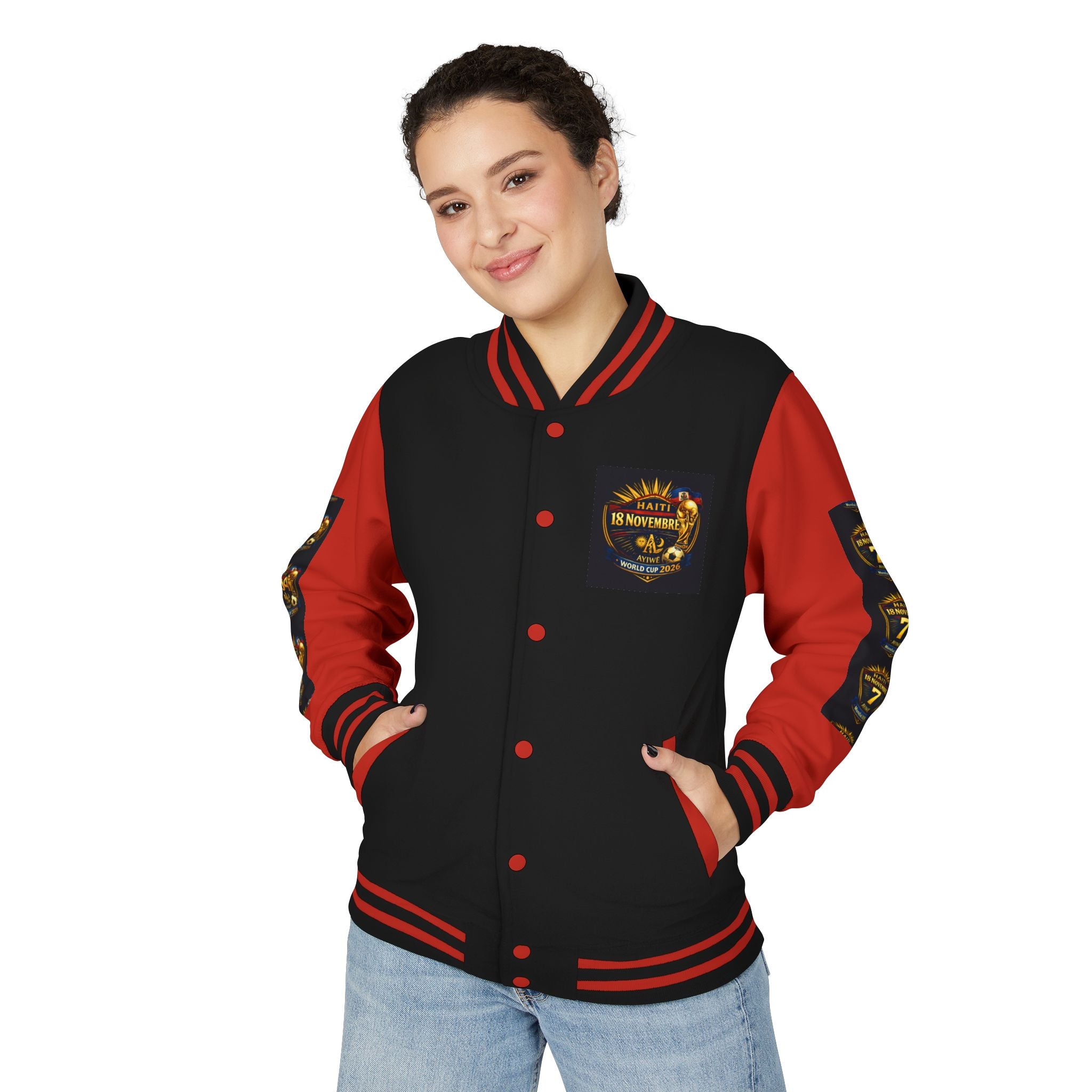Haiti - Mondial2026 Unisex Heavyweight Letterman Jacket by AyiWe F&S - AyiWé Fashion & Style