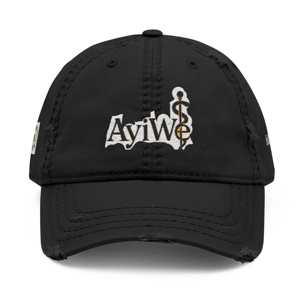 AB3-AyiWé Distressed Dad Hat (Embroidery)