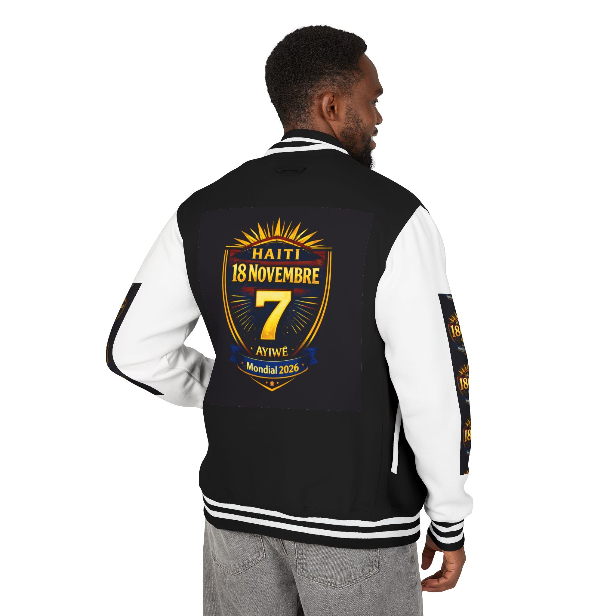 Haiti - Mondial2026 Unisex Heavyweight Letterman Jacket by AyiWe F&S - AyiWé Fashion & Style