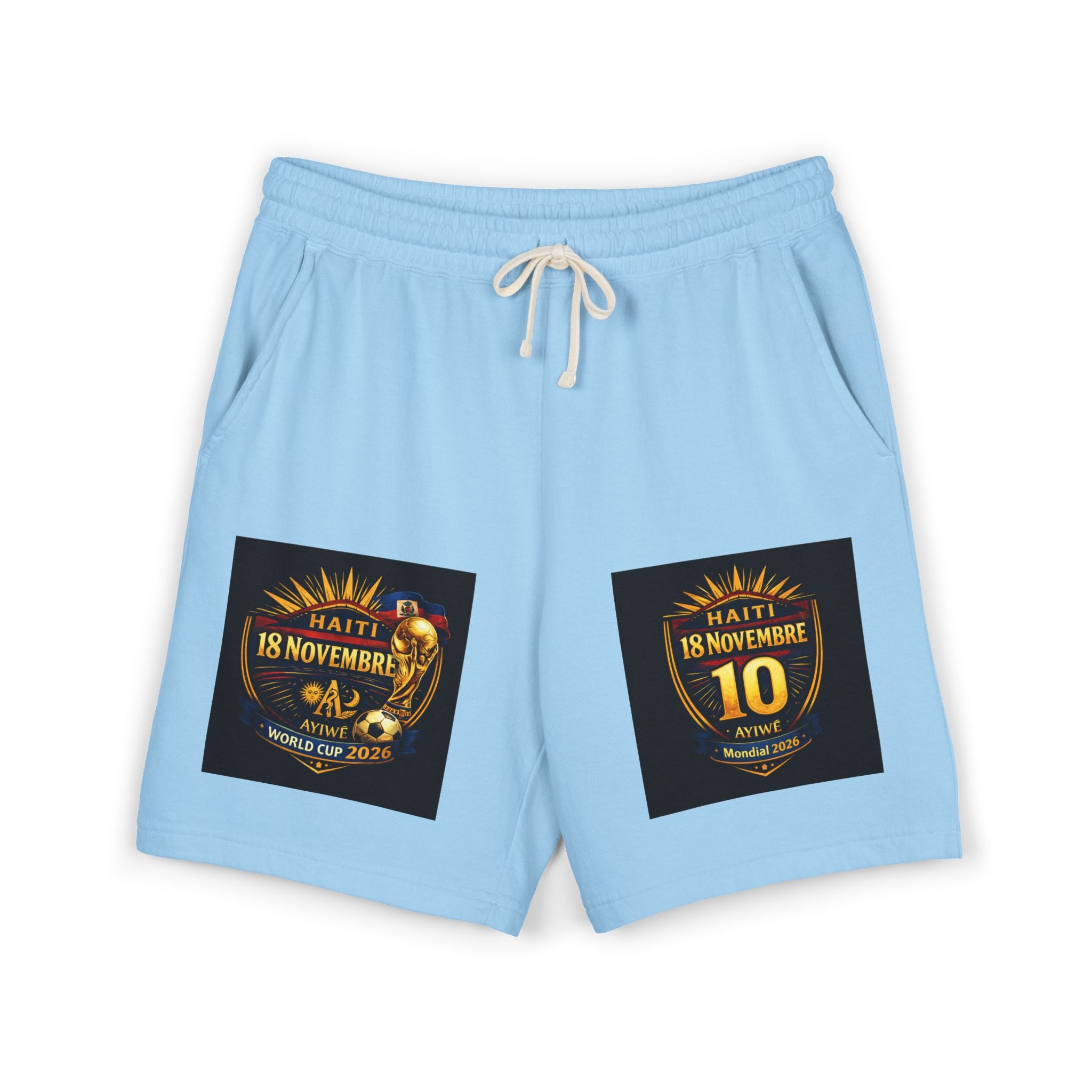 18Nov - world cup - Haiti Unisex Garment - Dyed Lightweight Fleece Sweat Shorts by AyiWe F&S - AyiWé Fashion & Style