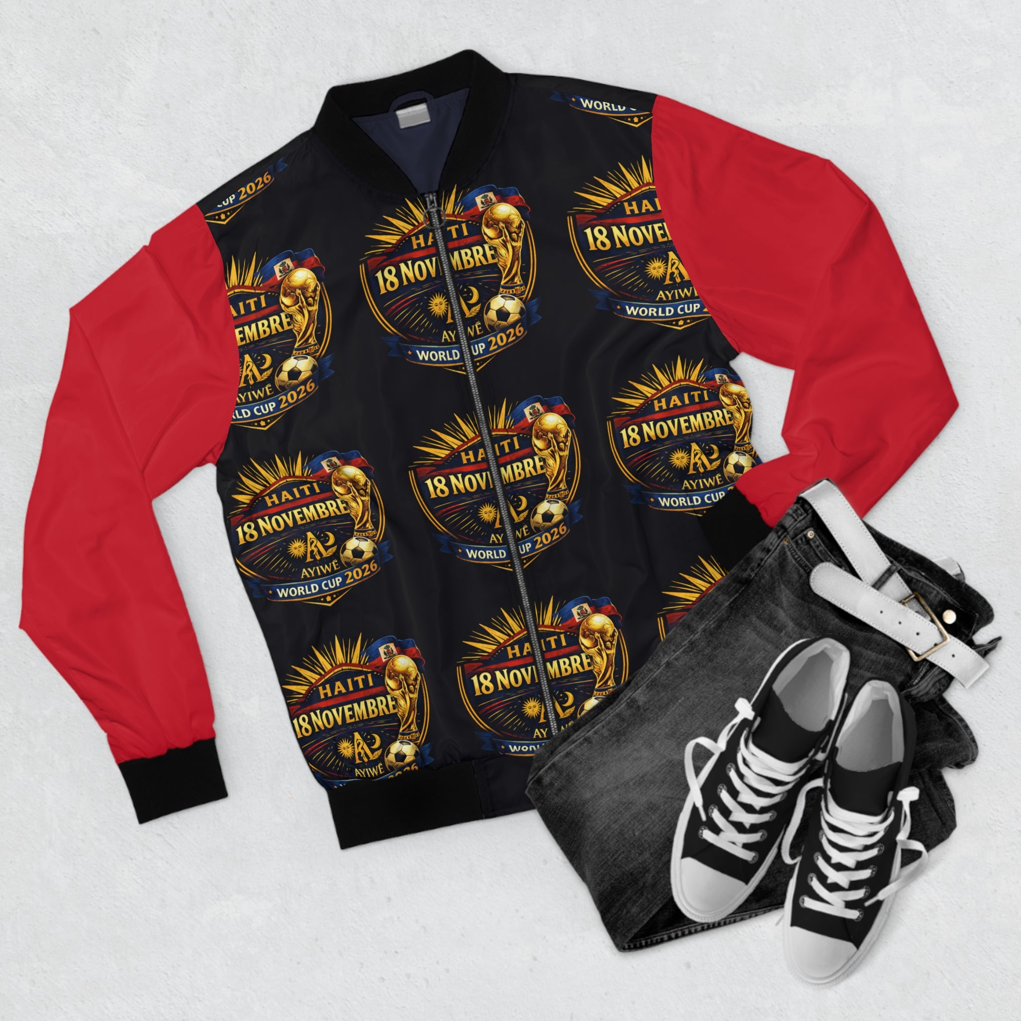 Ayiti2026 - WCup Men's Bomber Jacket (AOP). By AyiWe F&S - AyiWé Fashion & Style