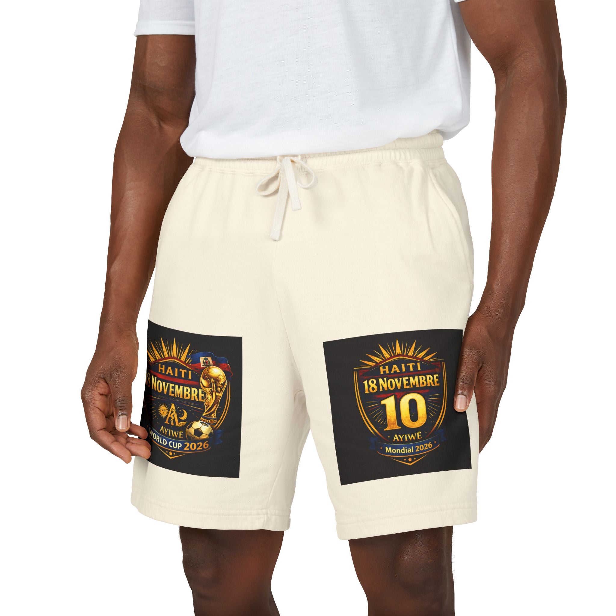 18Nov - world cup - Haiti Unisex Garment - Dyed Lightweight Fleece Sweat Shorts by AyiWe F&S - AyiWé Fashion & Style