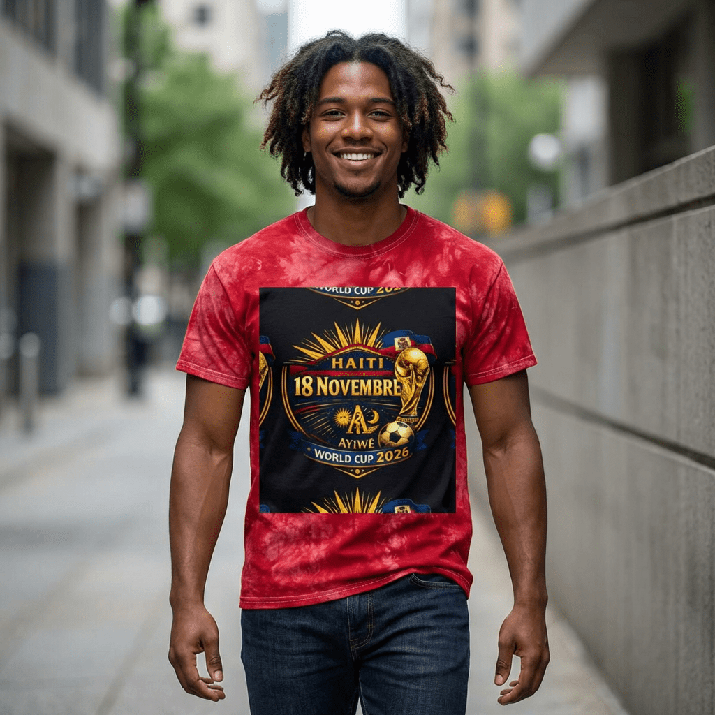 Haiti - 18 Nov. WC 2026 Tie - Dye Tee, Crystal by AyiWe F&S - AyiWé Fashion & Style