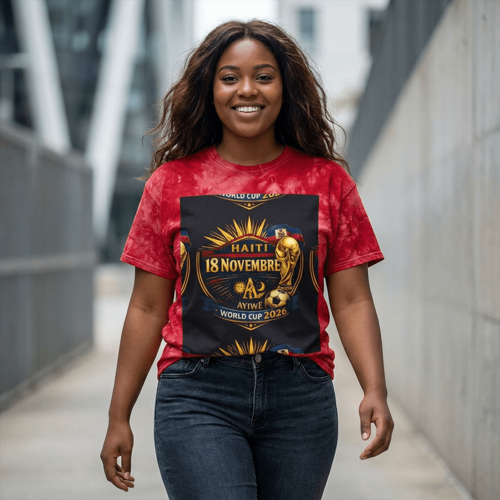 Haiti - 18 Nov. WC 2026 Tie - Dye Tee, Crystal by AyiWe F&S - AyiWé Fashion & Style