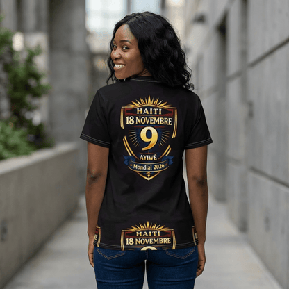Ayiti18WC Ayibobo1 Unisex Cut & Sew Tee (AOP) by AyiWe F&S - AyiWé Fashion & Style