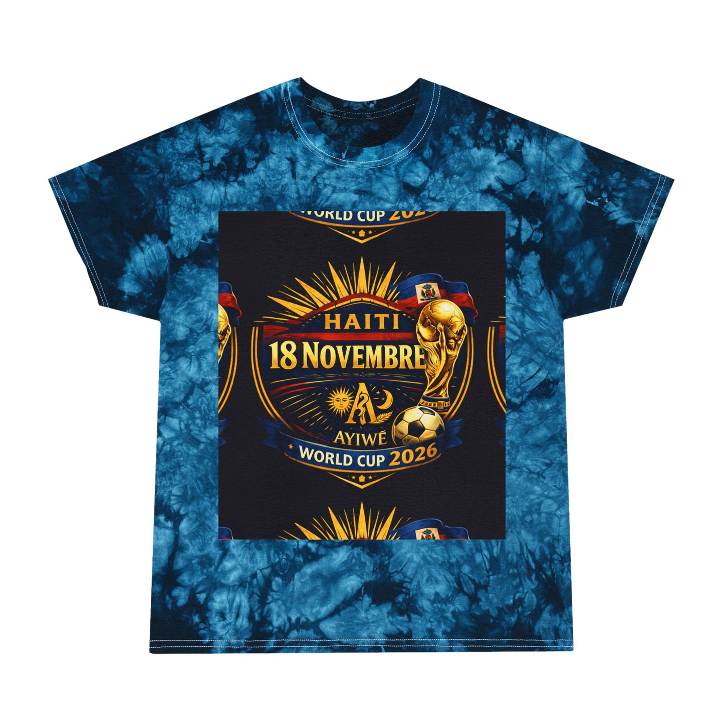 Haiti - 18 Nov. WC 2026 Tie - Dye Tee, Crystal by AyiWe F&S - AyiWé Fashion & Style