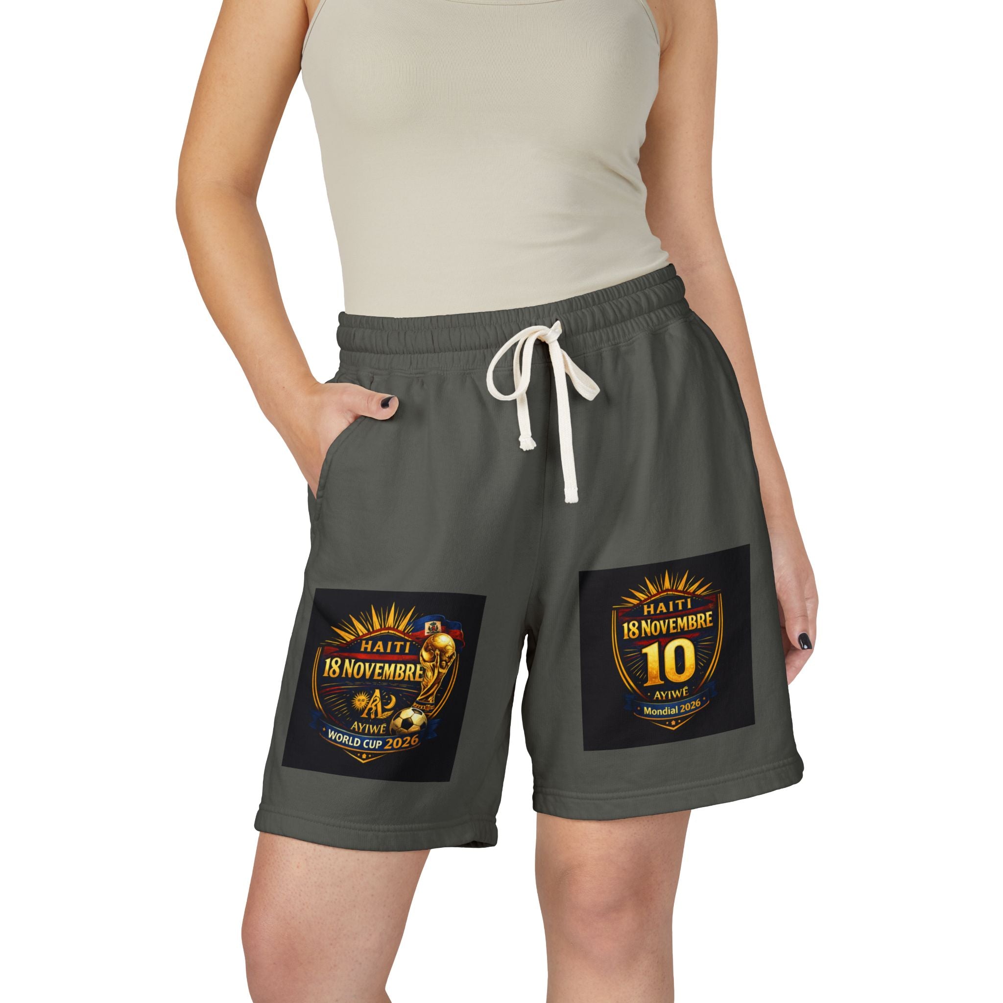 18Nov - world cup - Haiti Unisex Garment - Dyed Lightweight Fleece Sweat Shorts by AyiWe F&S - AyiWé Fashion & Style