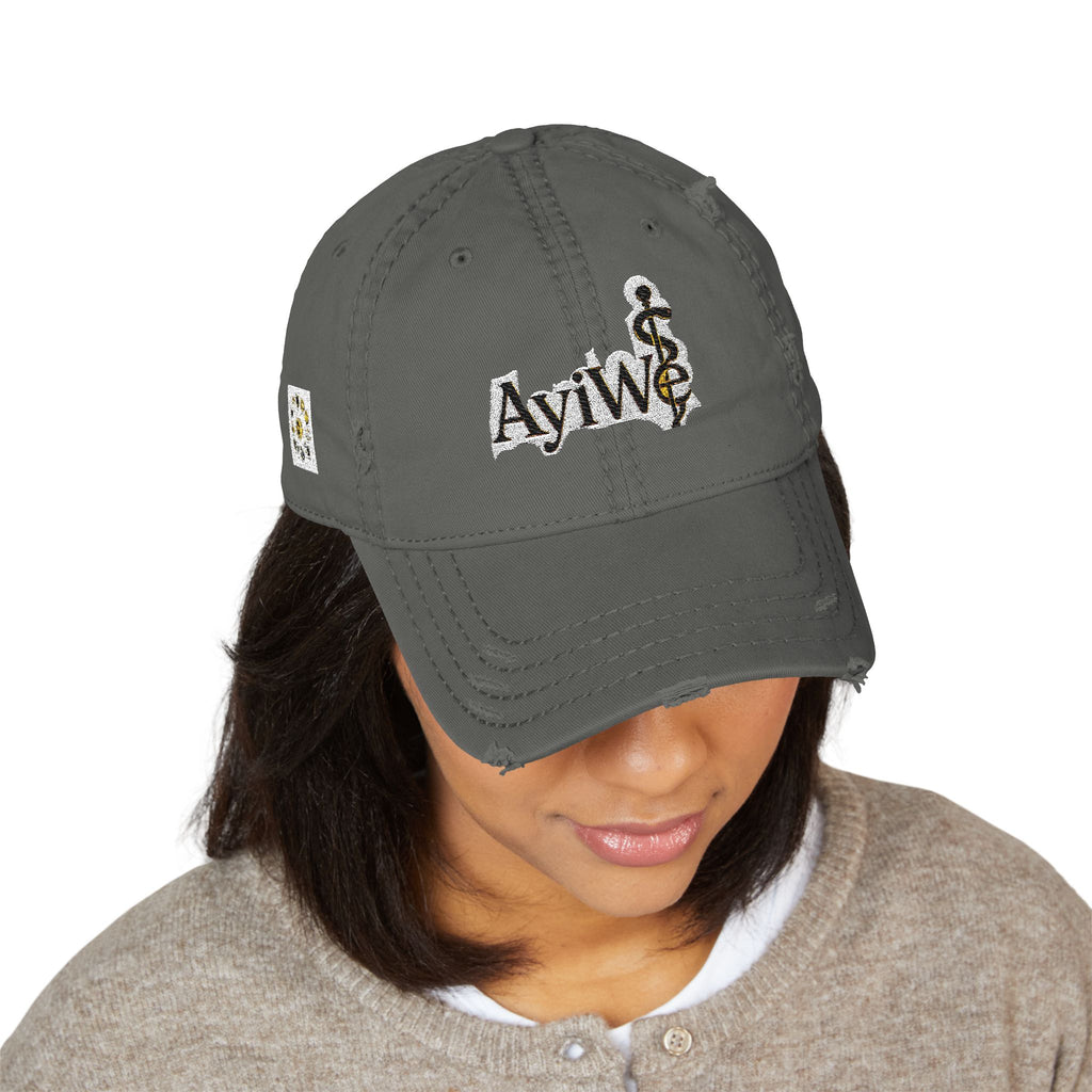 AB3-AyiWé Distressed Dad Hat (Embroidery)