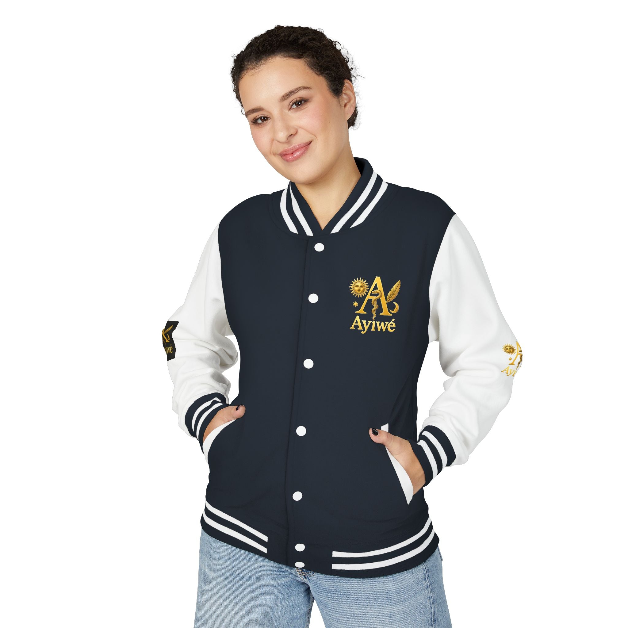 1-A High DegreAyiWé Unisex Heavyweight Letterman Jacket