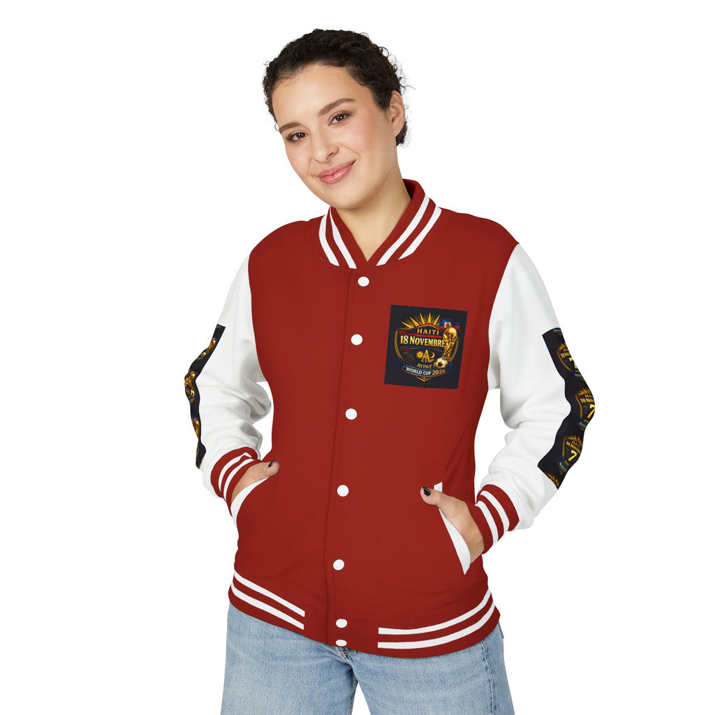 Haiti - Mondial2026 Unisex Heavyweight Letterman Jacket by AyiWe F&S - AyiWé Fashion & Style