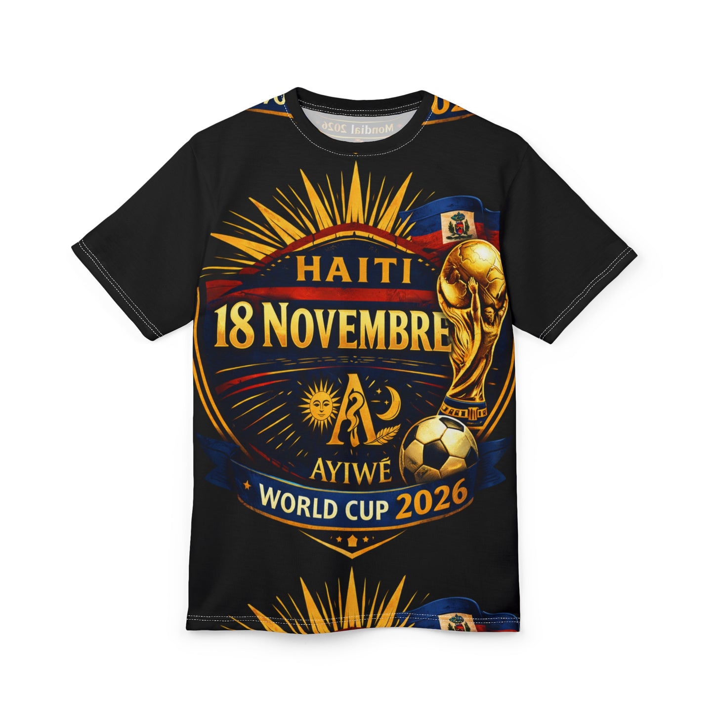 Ayiti18WC Ayibobo1 Unisex Cut & Sew Tee (AOP) by AyiWe F&S - AyiWé Fashion & Style
