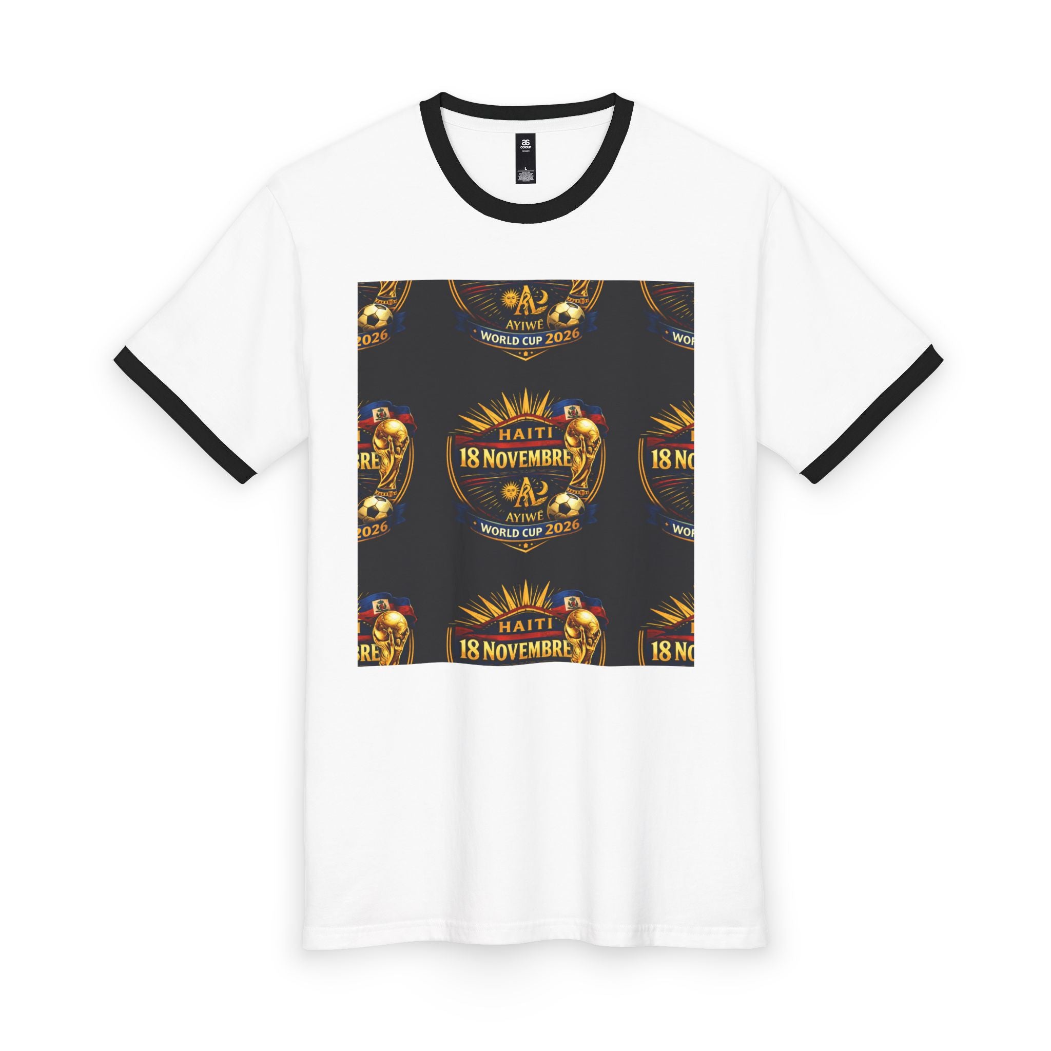 Ayiti - 18Nov. WC2026 Men's Staple Ringer Tee by AyiWe f&S - AyiWé Fashion & Style