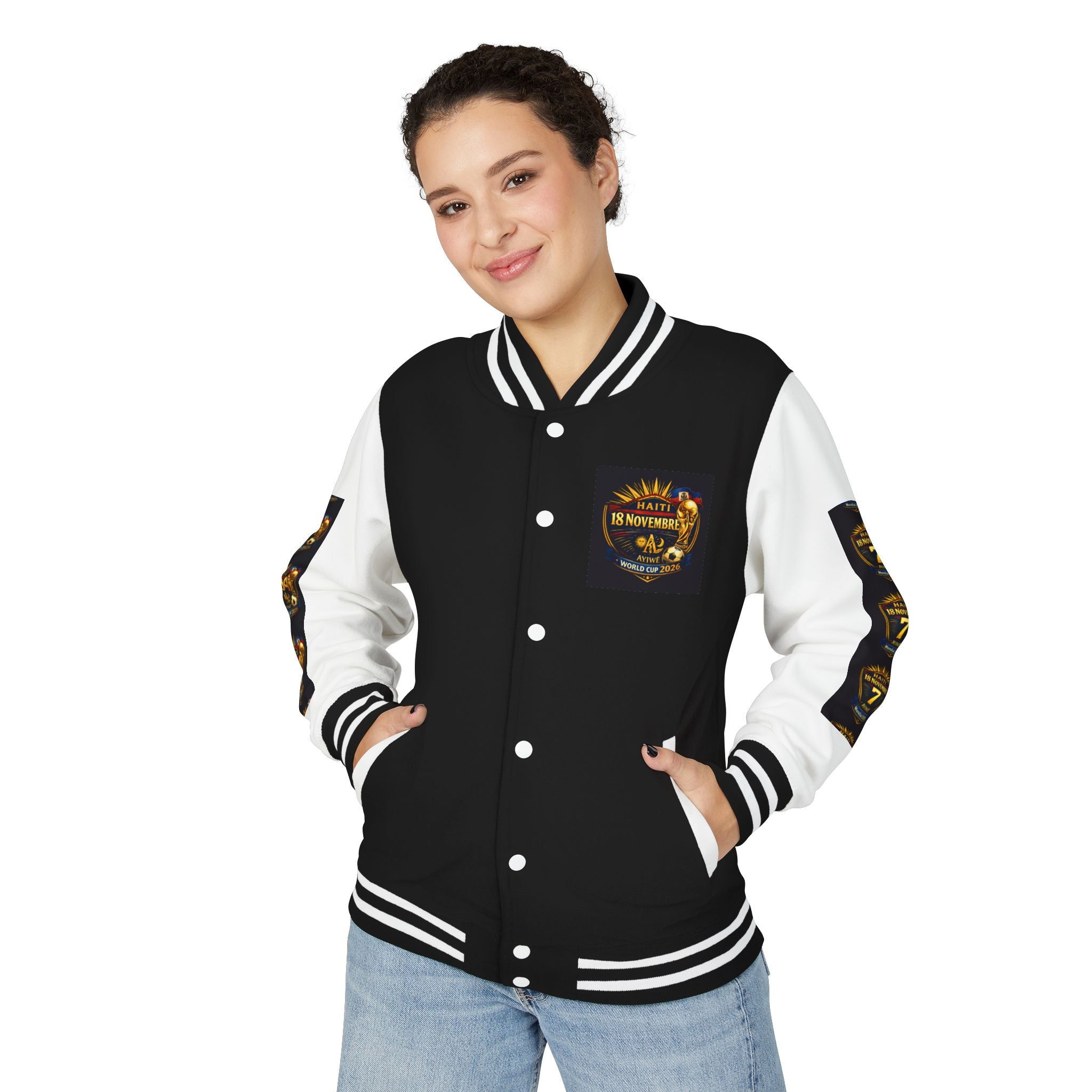 Haiti - Mondial2026 Unisex Heavyweight Letterman Jacket by AyiWe F&S - AyiWé Fashion & Style