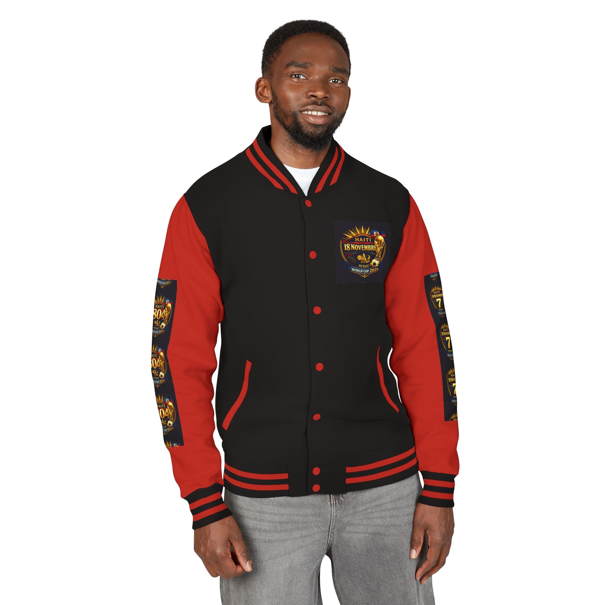 Haiti - Mondial2026 Unisex Heavyweight Letterman Jacket by AyiWe F&S - AyiWé Fashion & Style