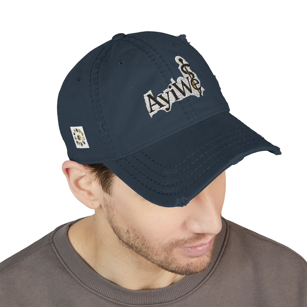 AB3-AyiWé Distressed Dad Hat (Embroidery)