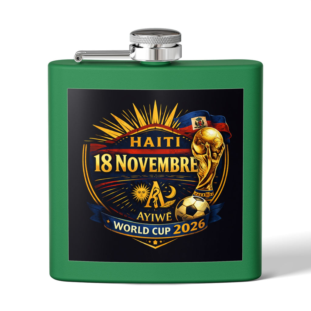 H - 18Nov/World Cup 2026 Stainless Steel Flask, 6oz, by AyiWe F&S - AyiWé Fashion & Style