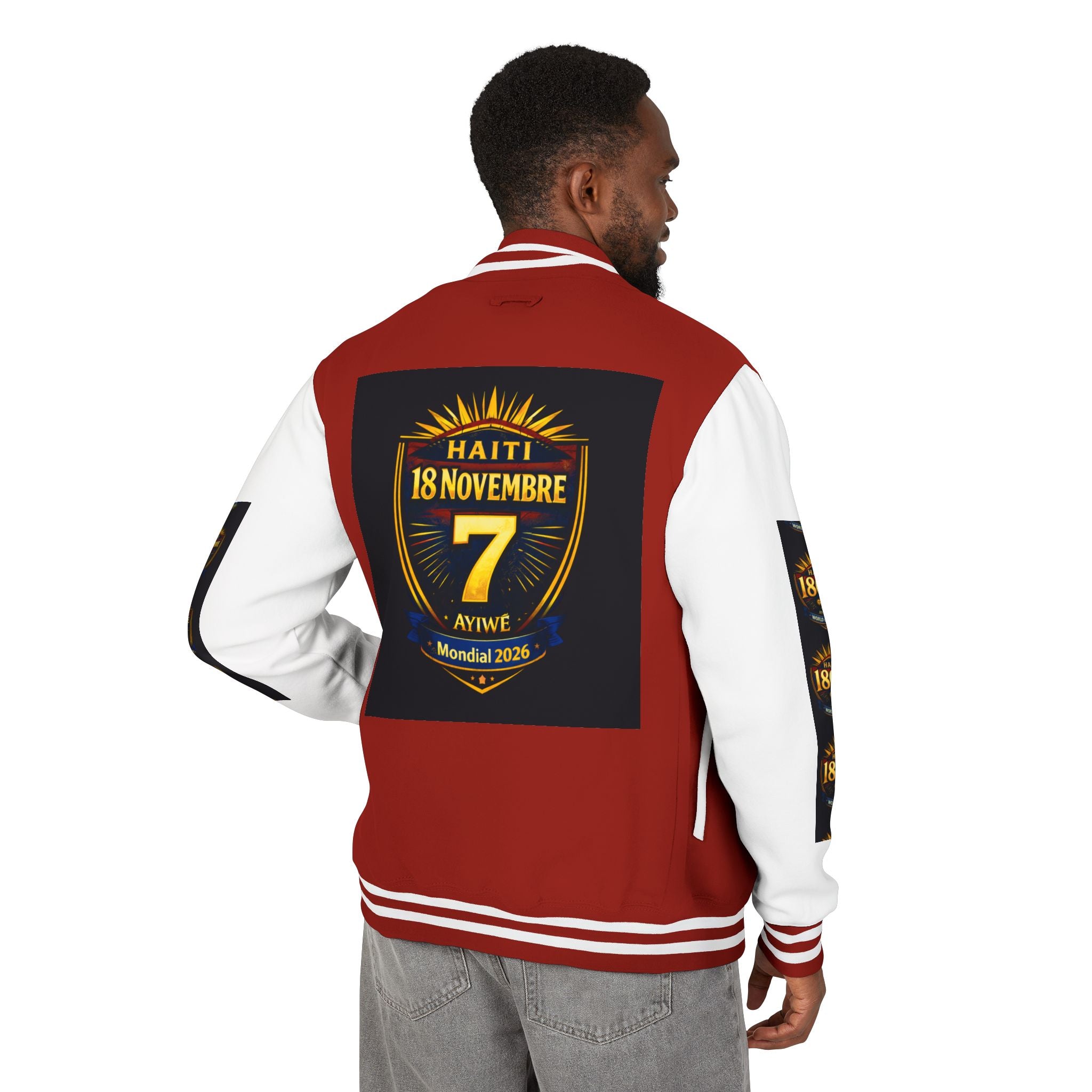 Haiti - Mondial2026 Unisex Heavyweight Letterman Jacket by AyiWe F&S - AyiWé Fashion & Style