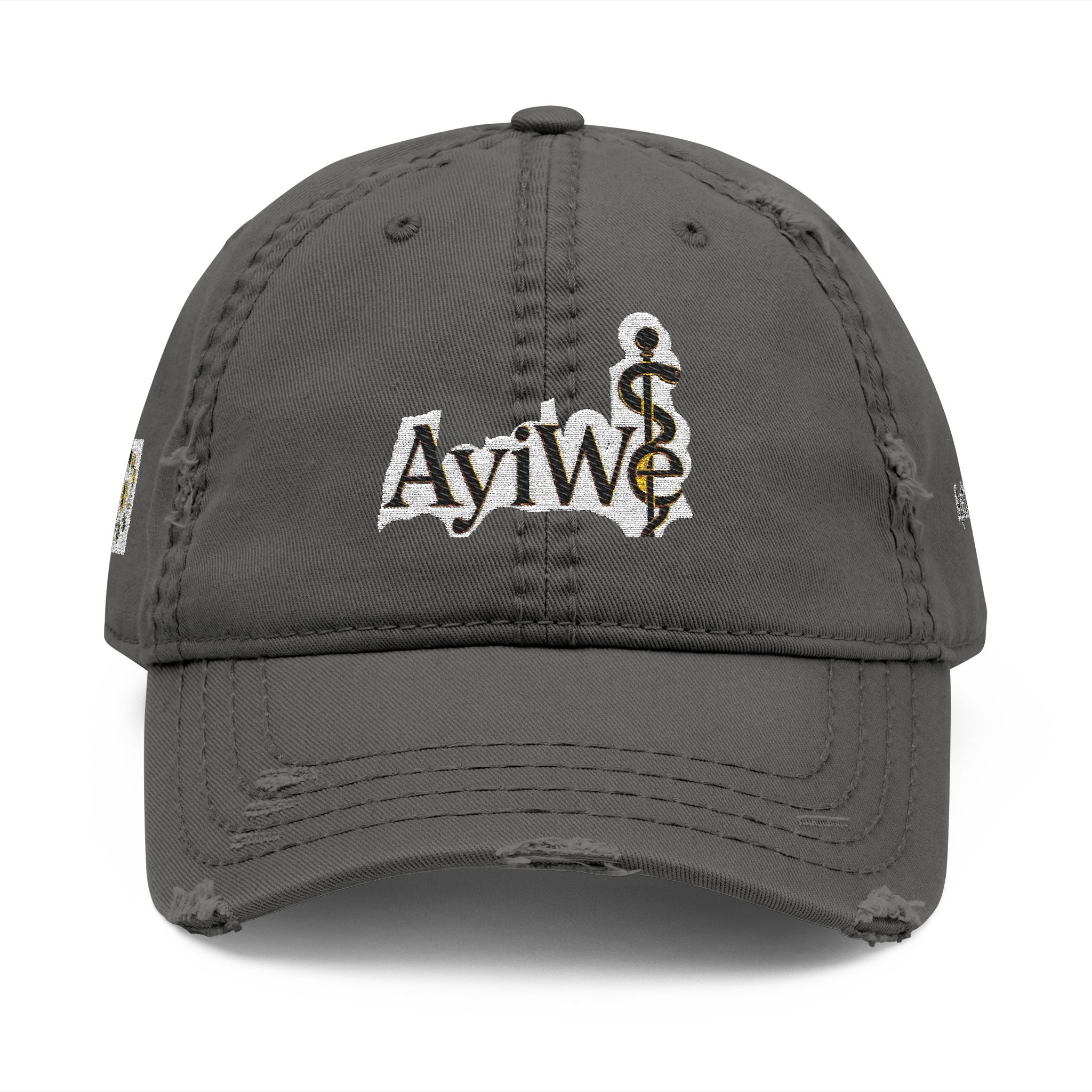 AB3-AyiWé Distressed Dad Hat (Embroidery)