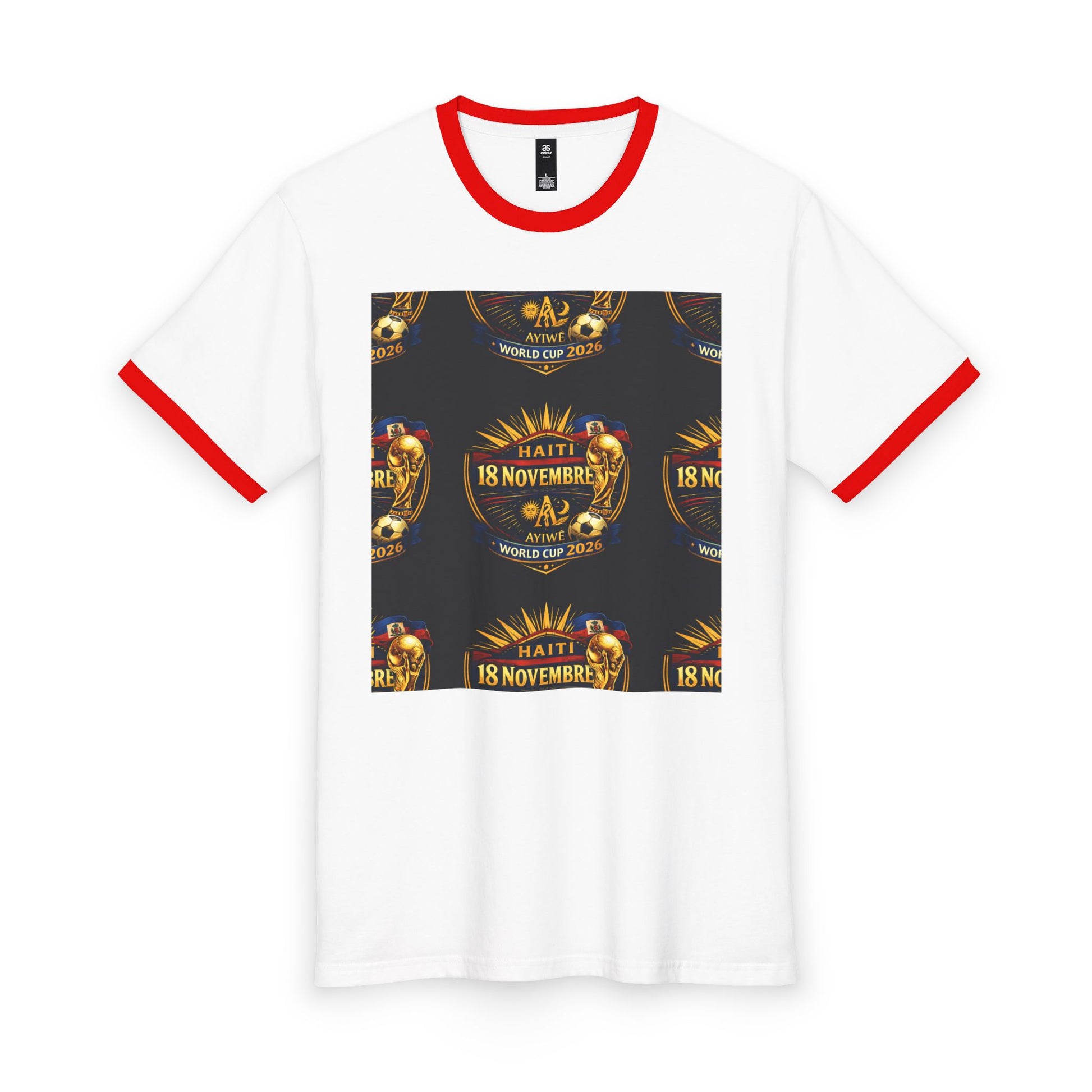 Ayiti - 18Nov. WC2026 Men's Staple Ringer Tee by AyiWe f&S - AyiWé Fashion & Style