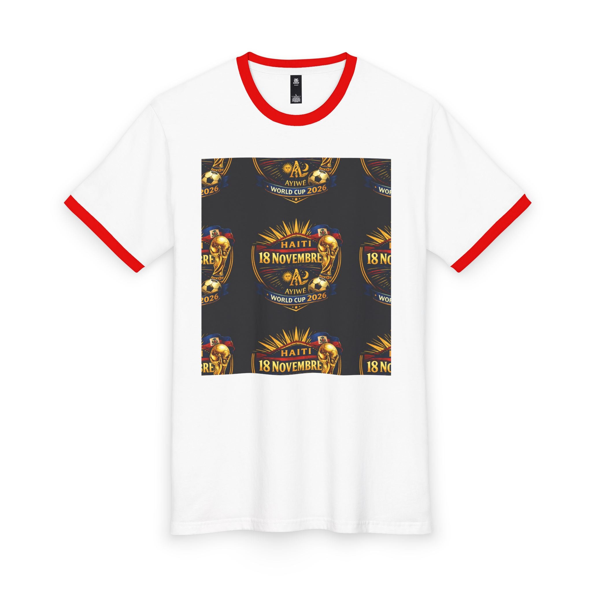 Ayiti - 18Nov. WC2026 Men's Staple Ringer Tee by AyiWe f&S - AyiWé Fashion & Style