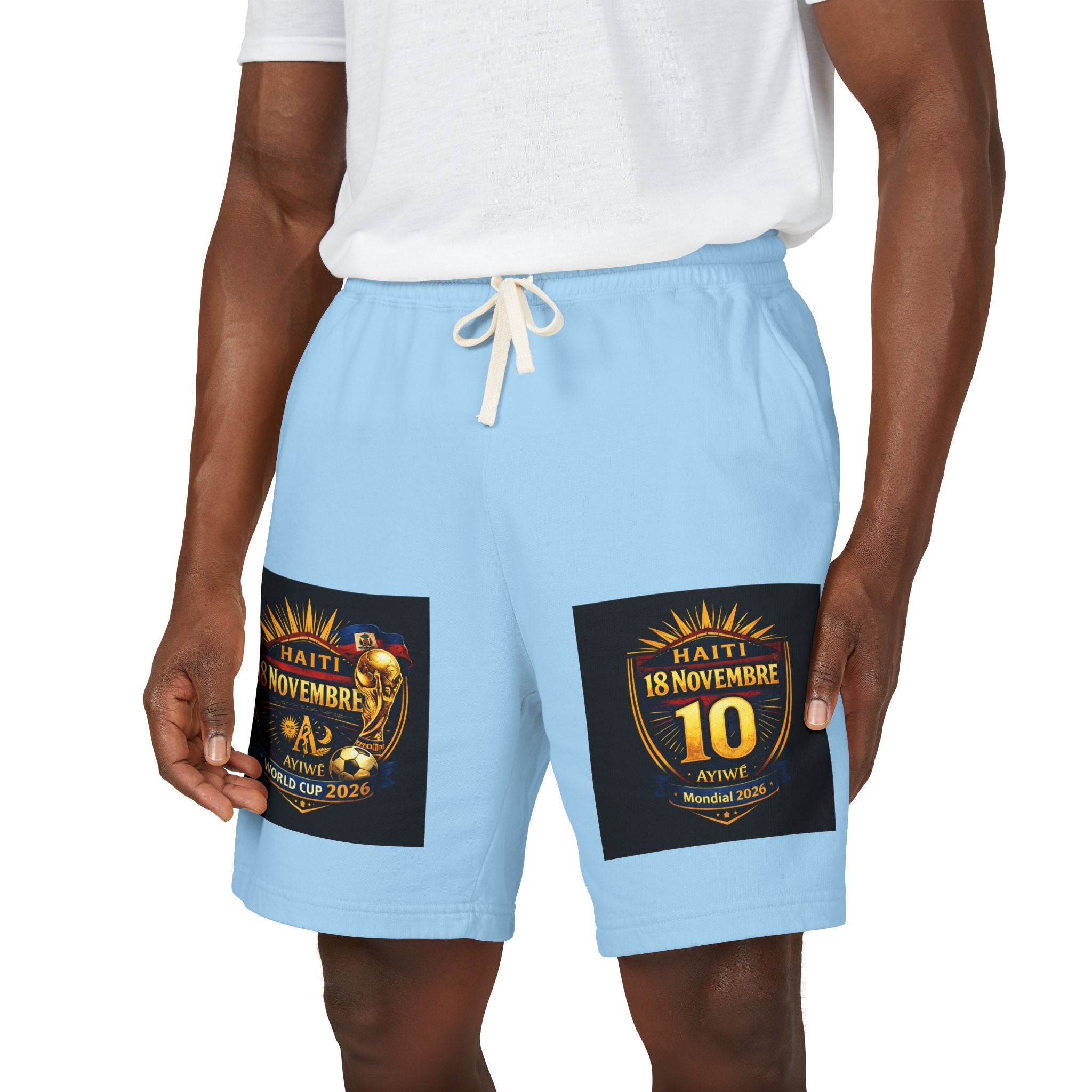18Nov - world cup - Haiti Unisex Garment - Dyed Lightweight Fleece Sweat Shorts by AyiWe F&S - AyiWé Fashion & Style