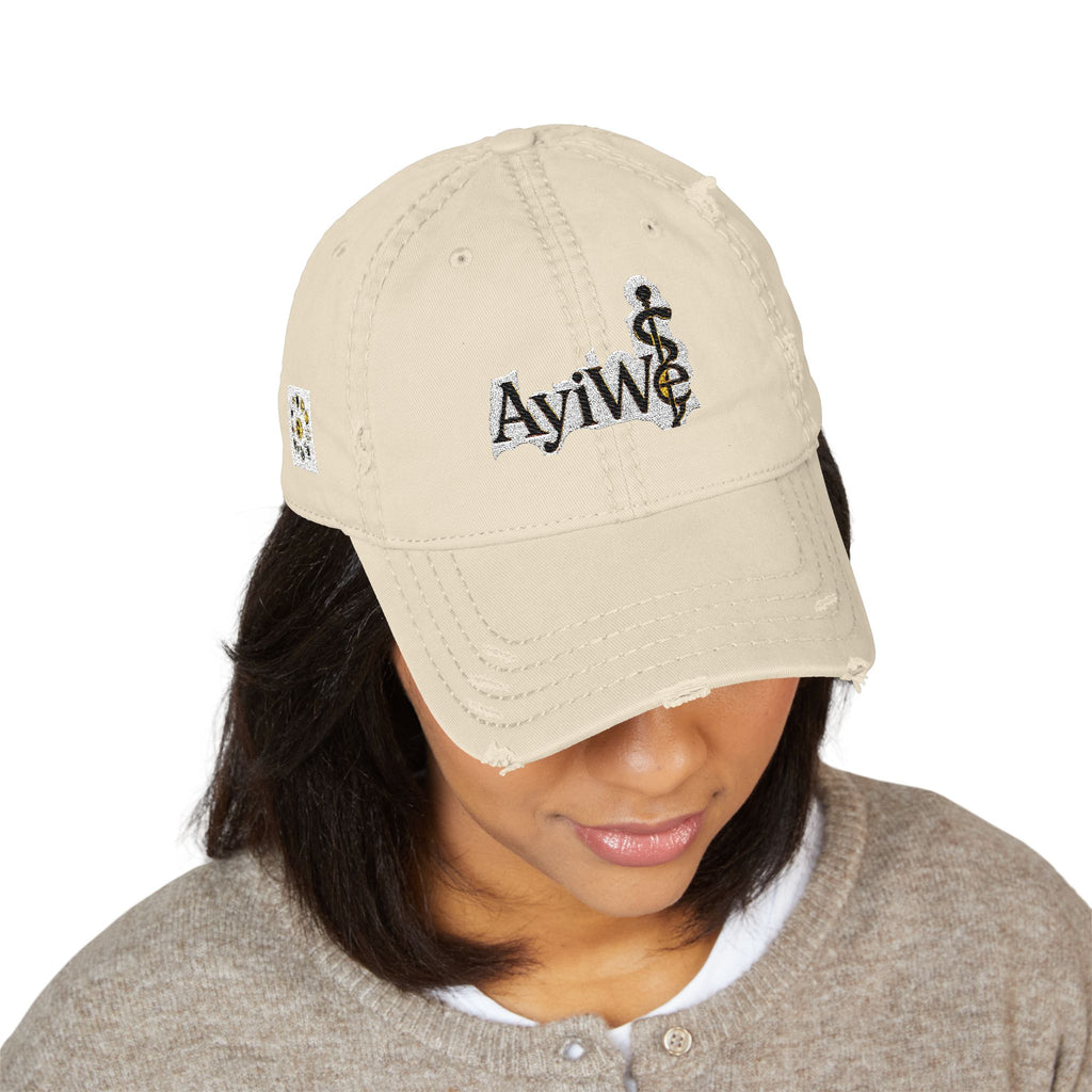 AB3-AyiWé Distressed Dad Hat (Embroidery)