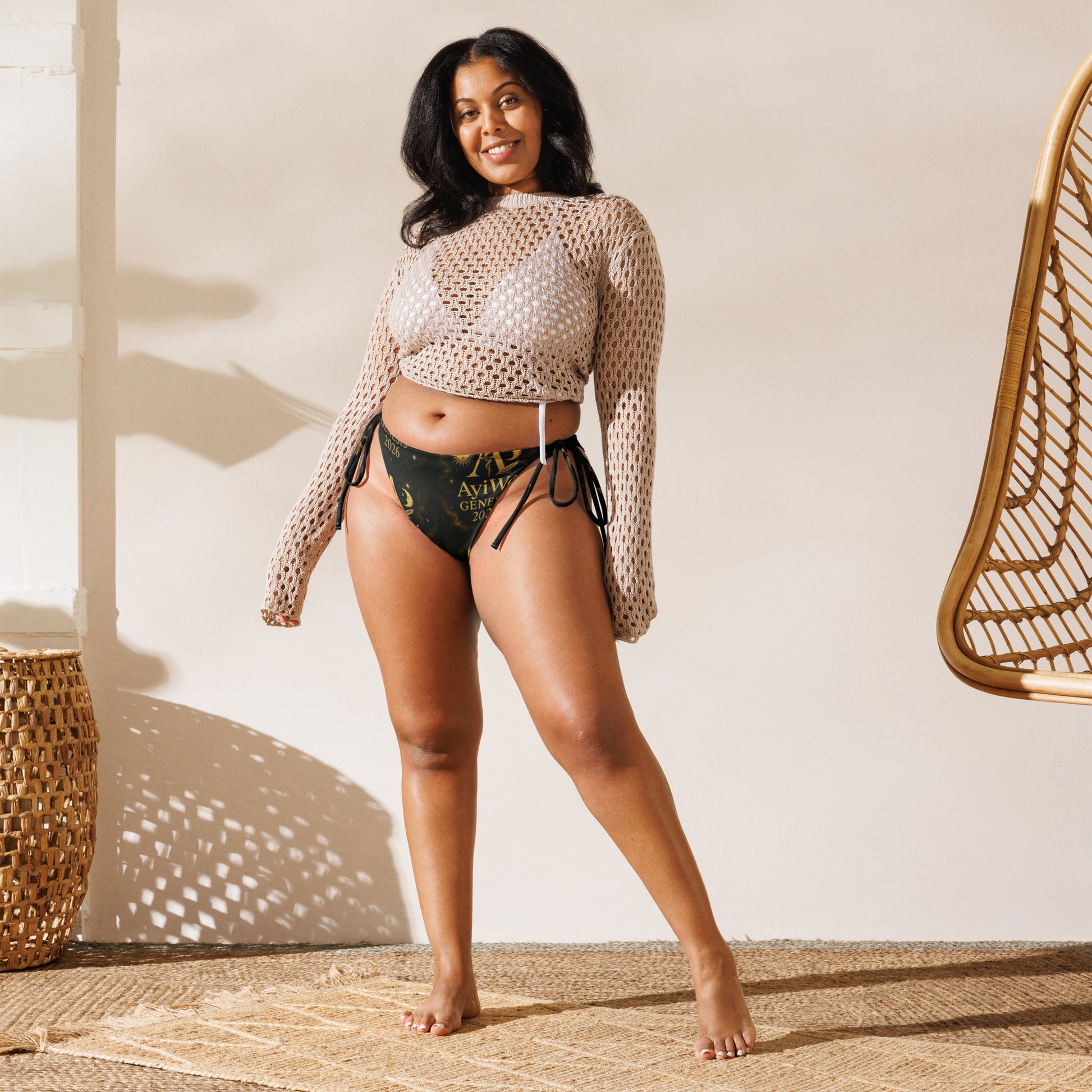2026 - Sweet All - over print recycled string bikini bottom. Powered by AyiWé F&S - AyiWé Fashion & Style